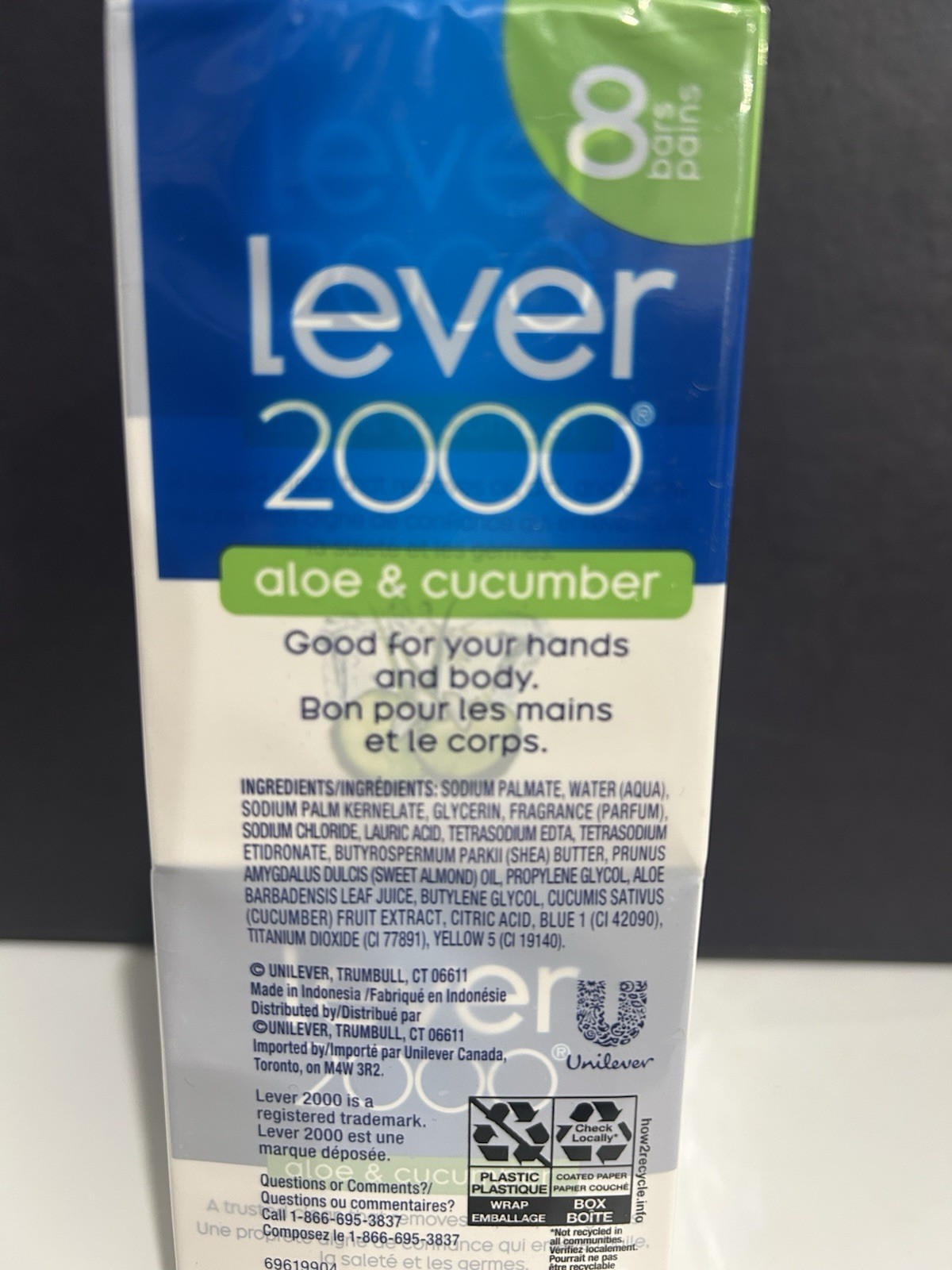 Lever 2000 Aloe Cucumber Bar Soap 4 Ounce Pack of 8 Refreshing Cleanser