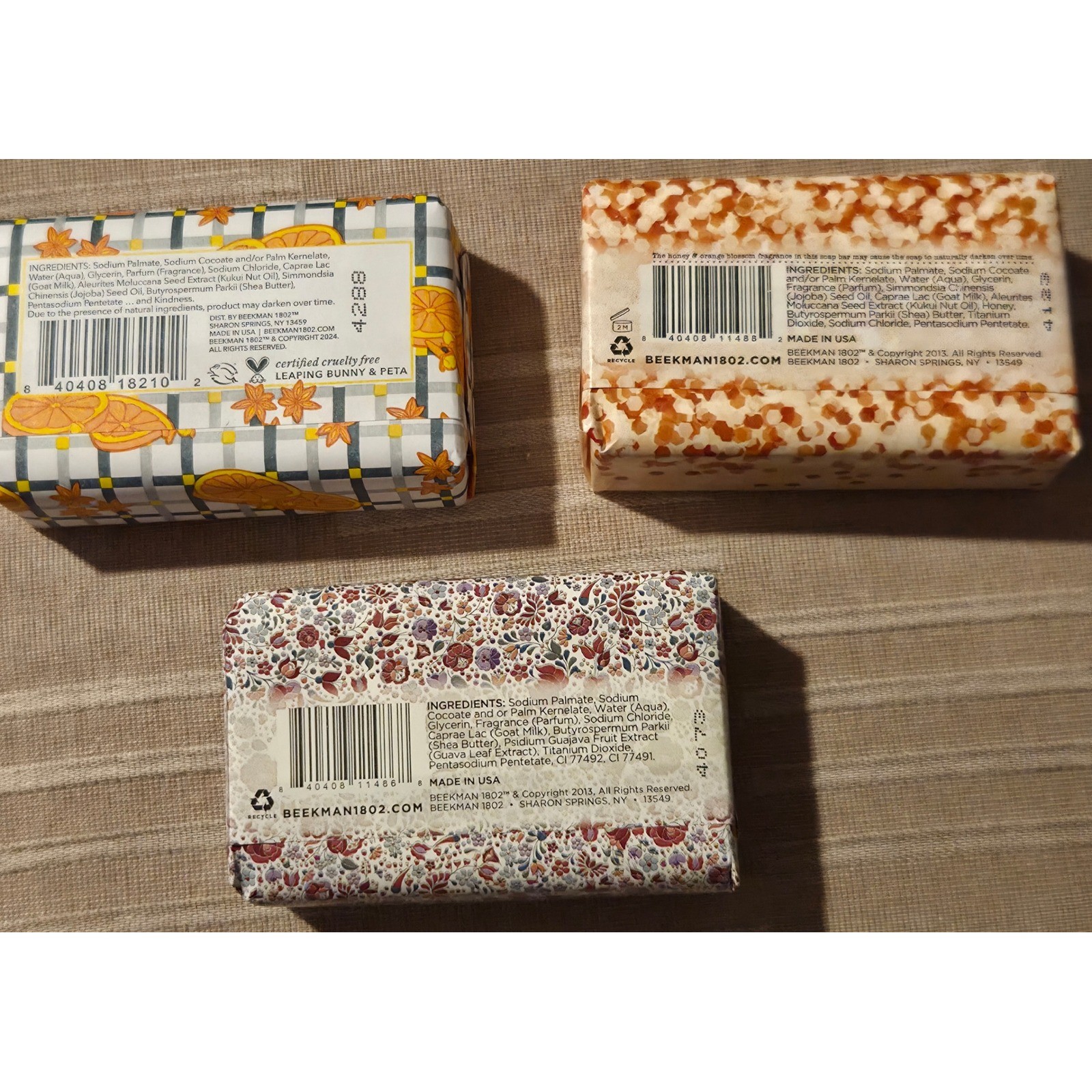 Beekman 1802 Goat Milk Soap Set/3 Spiced Orange, Honey Grapefruit, Honey/Orange