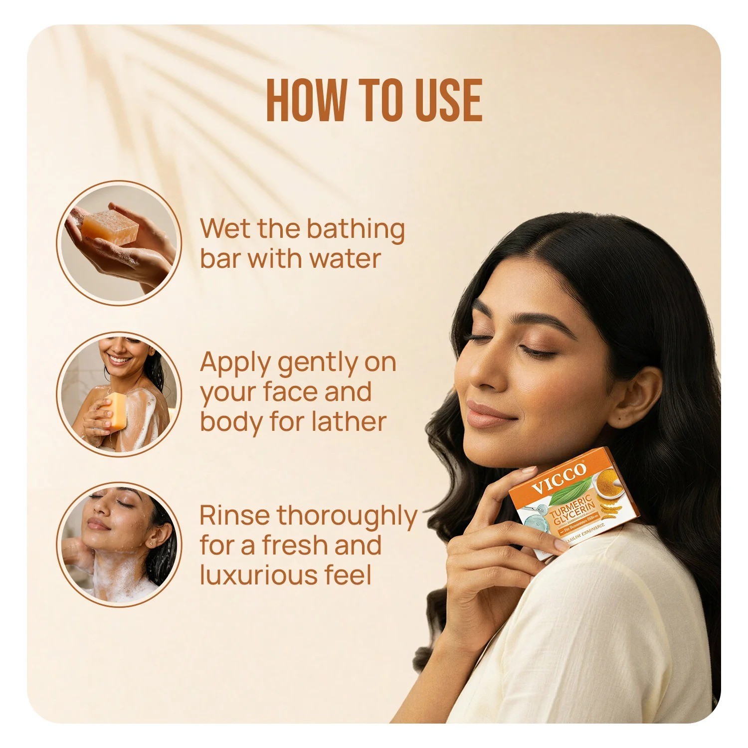 Vicco Turmeric Glycerin Ayurvedic Moisturizing Bathing Soap 100g 4 pack