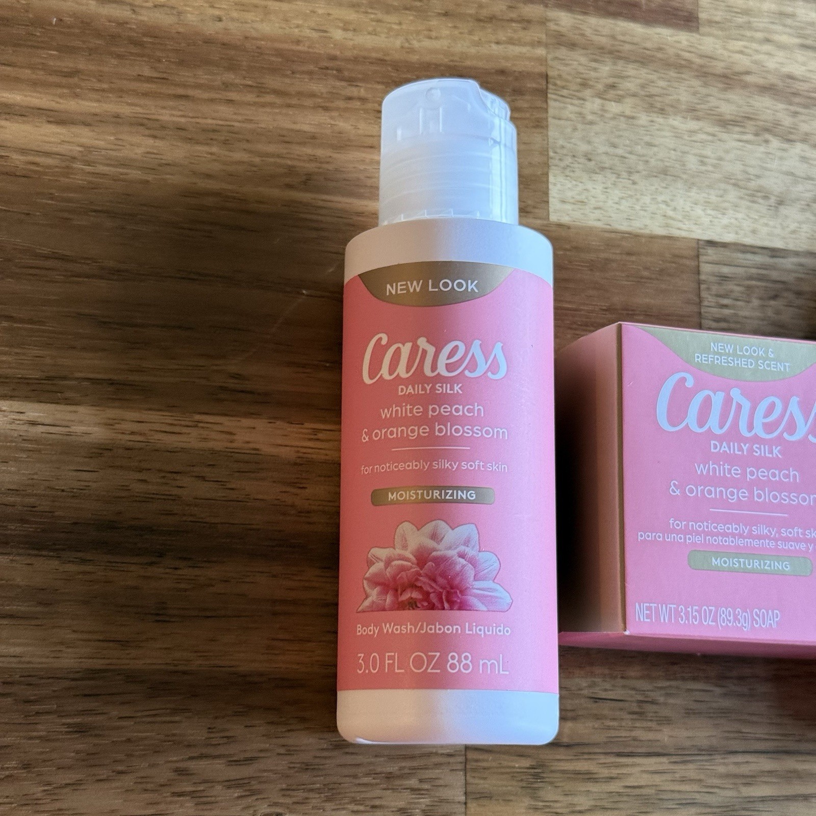 Caress Daily Silk White Peach & Orange Blossom Body Bar And 2 Body Wash Bottles