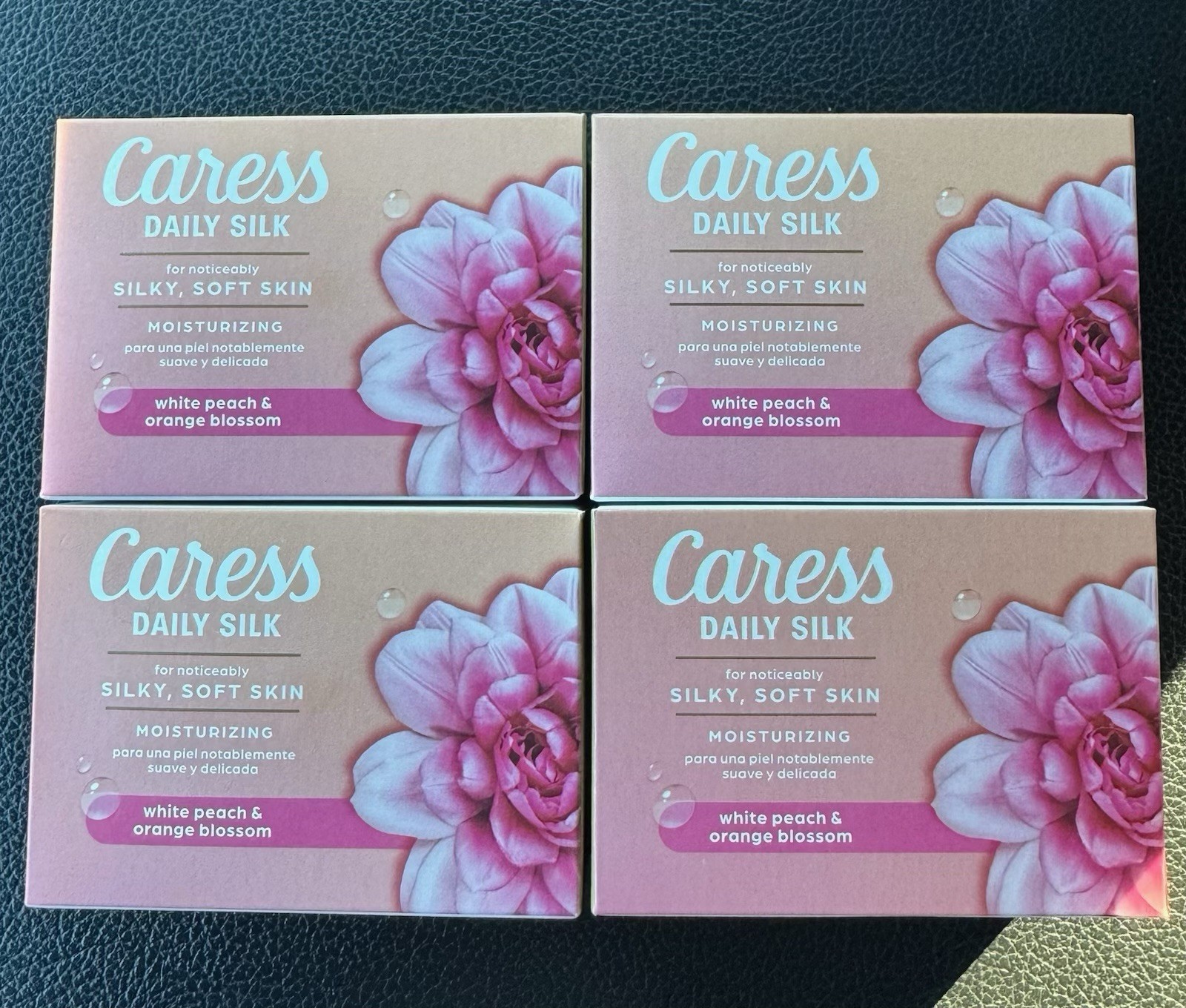 Caress 8 pk Daily Silk Bar Soap White Peach & Orange Blossom Floral Oil Essence
