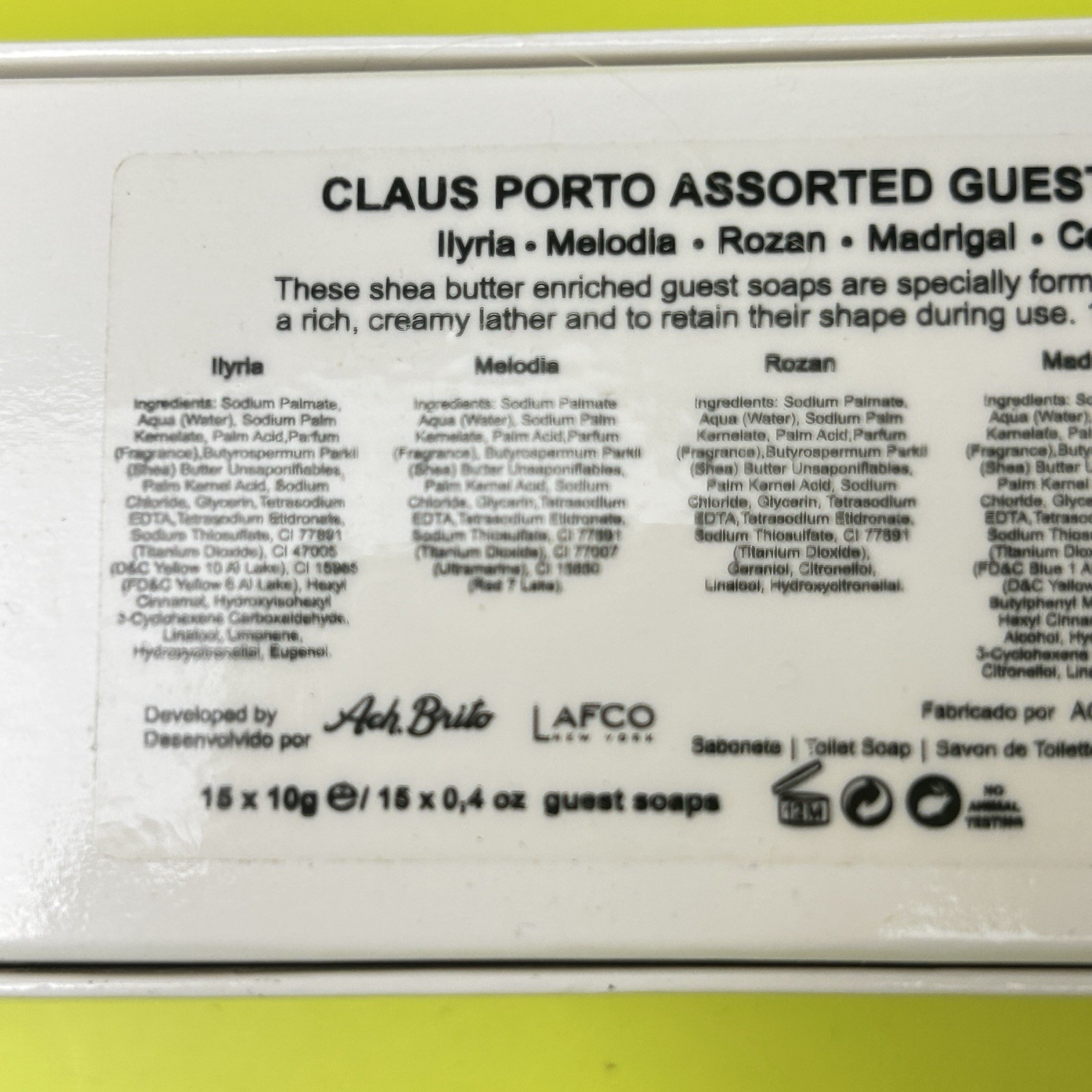 Claus Porto – Guest Soap Box with 15 Mini Soaps in 5 Scents, (10g each)