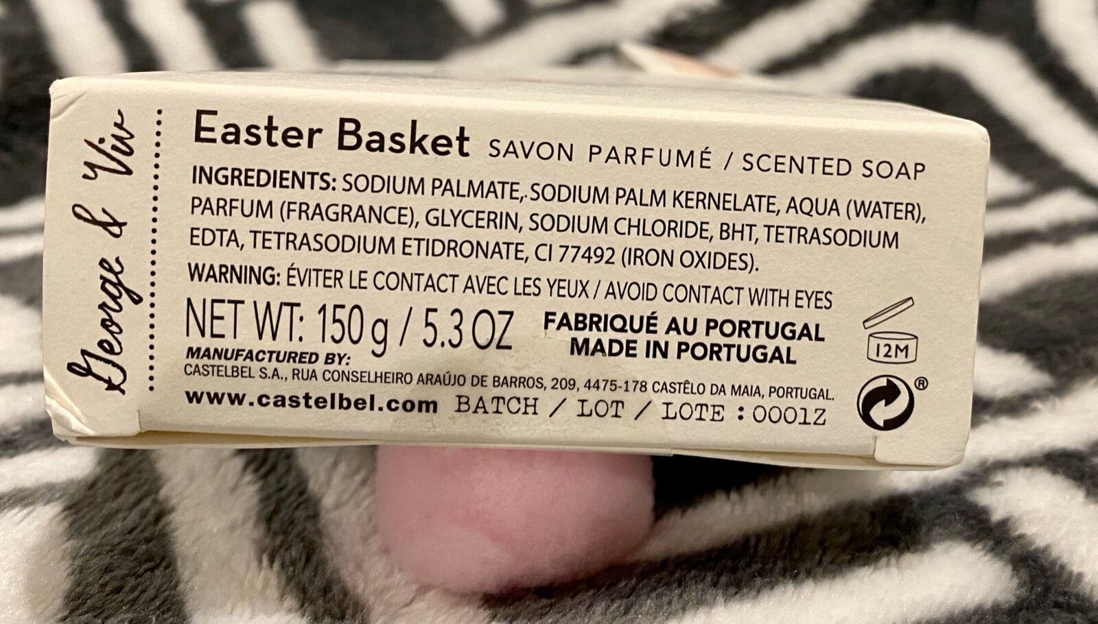NWT Anthropologie George and Viv Easter Basket Bunny Scented Bar Soap 5.3 oz