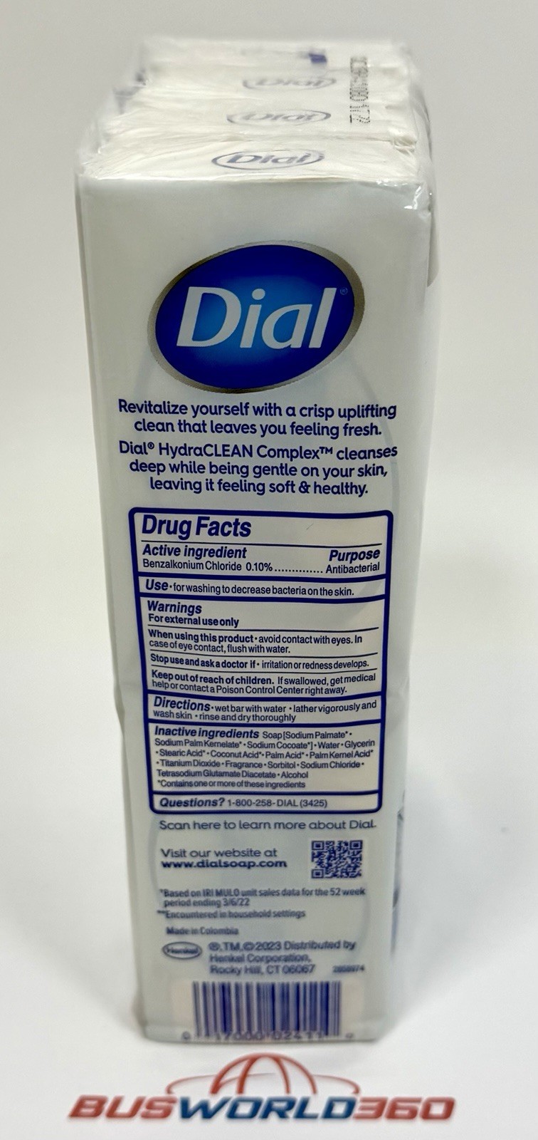 Dial Antibacterial Bar Soap, Refresh & Renew White Deodorant Bar, 4 oz (8 Bars)
