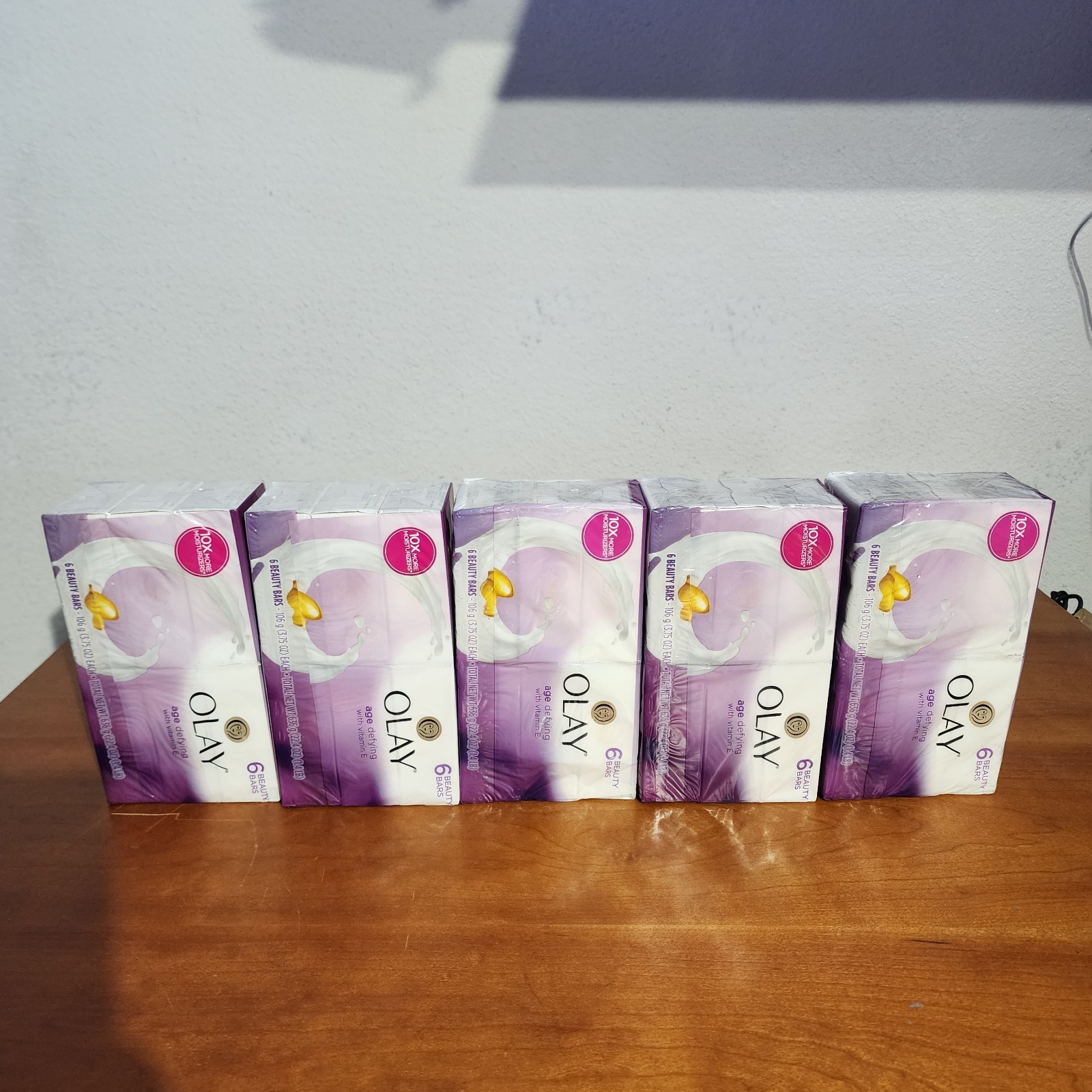 LOT (5) OLAY AGE DEFY BEAUTY BAR SOAP 10X MOISTURIZER VITAMIN E 3.75 OZ 30 BARS