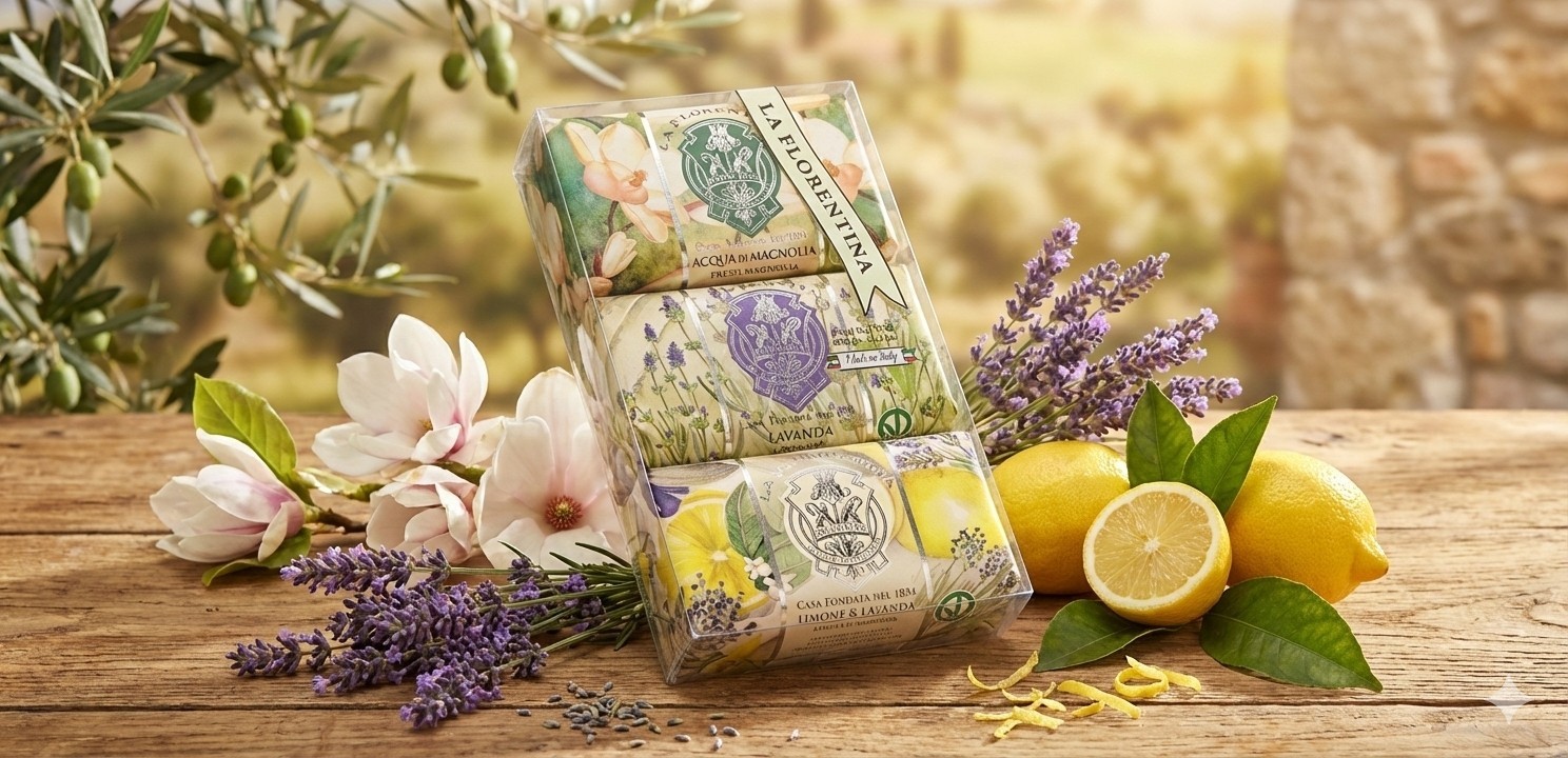 Set of 3 La Florentina 7 oz Bar Luxury Italian Soap Lavanda Magnolia Lemon ITALY