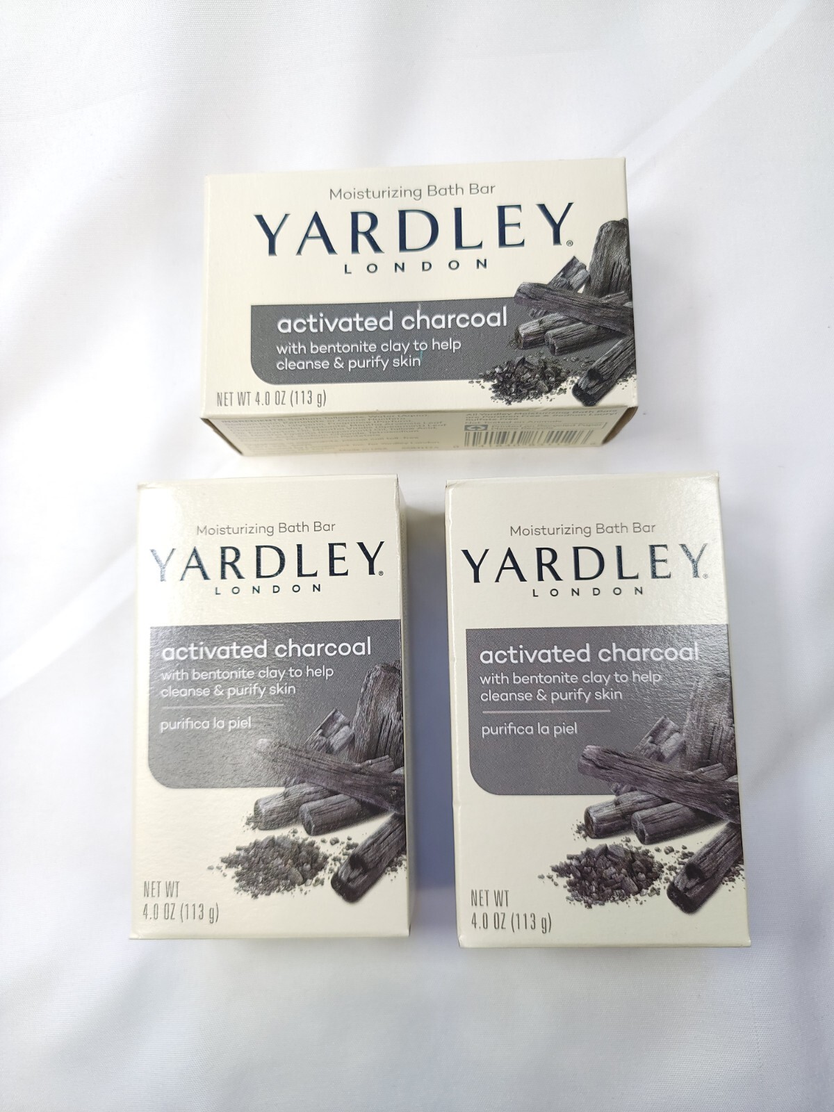Yardley London Activated Charcoal Lot of 3 Bar Soap Bentonite Clay Purify Skin