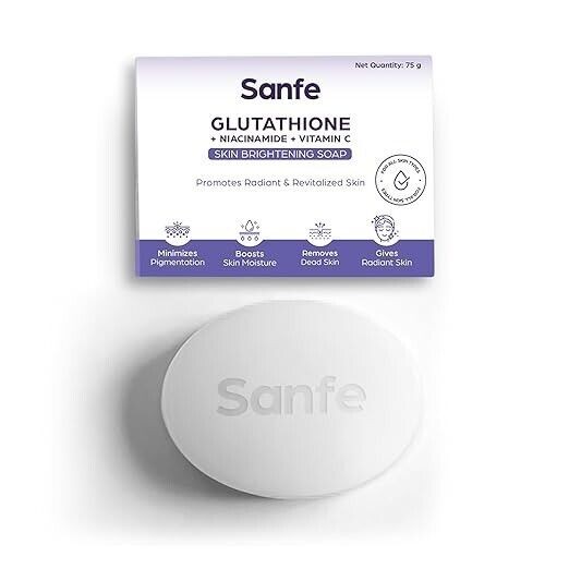 Sanfe Glutathione Niacinamide Vitamin C Brightening Soap Tan Removal 75gm x 2