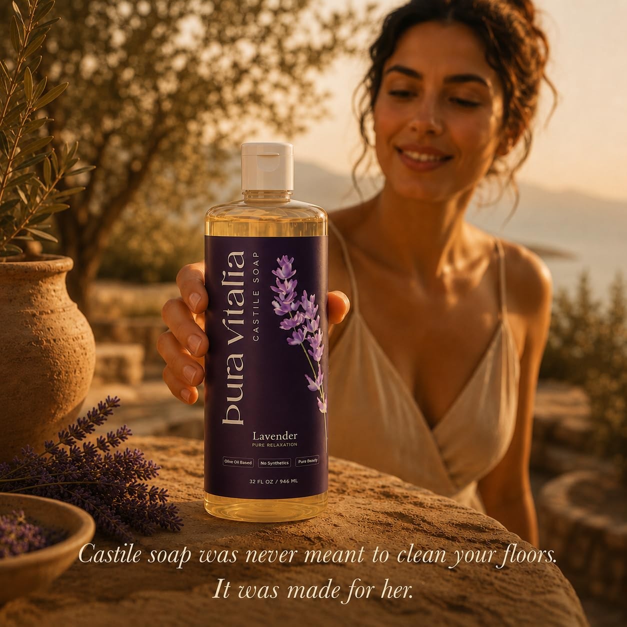 Pura Vitalia Lavender Organic Castile Soap Body Wash | 32 Fl Oz (Pack of 1)
