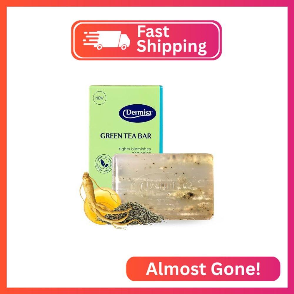 Dermisa Green Tea Bar with Manuka Honey and Ginseng, Gently Exfoliating Antioxid