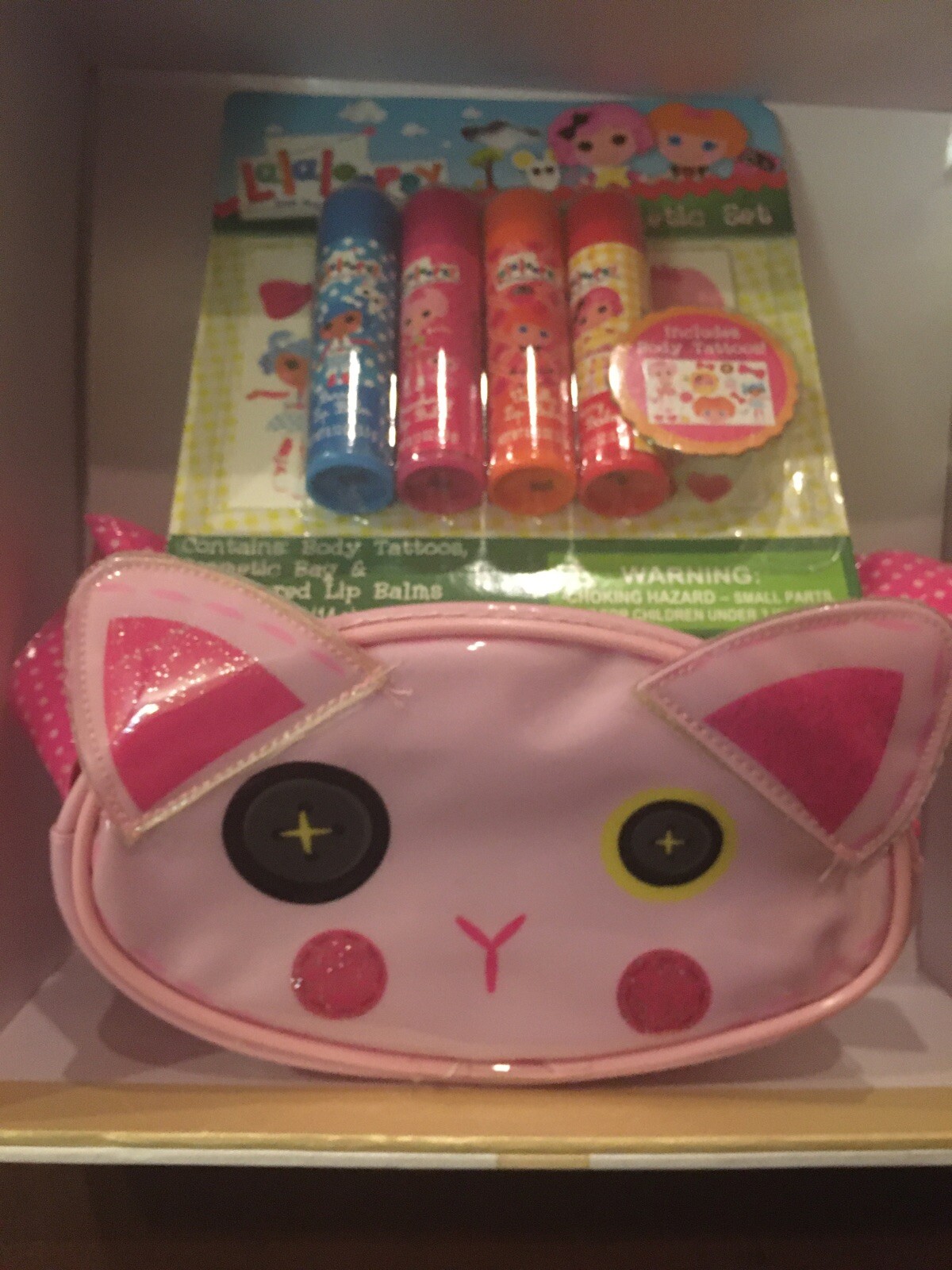 Lalaloopsy Cosmetic Set Includes 4 Lip Balms Body Tattoos & Cosmetic bag New