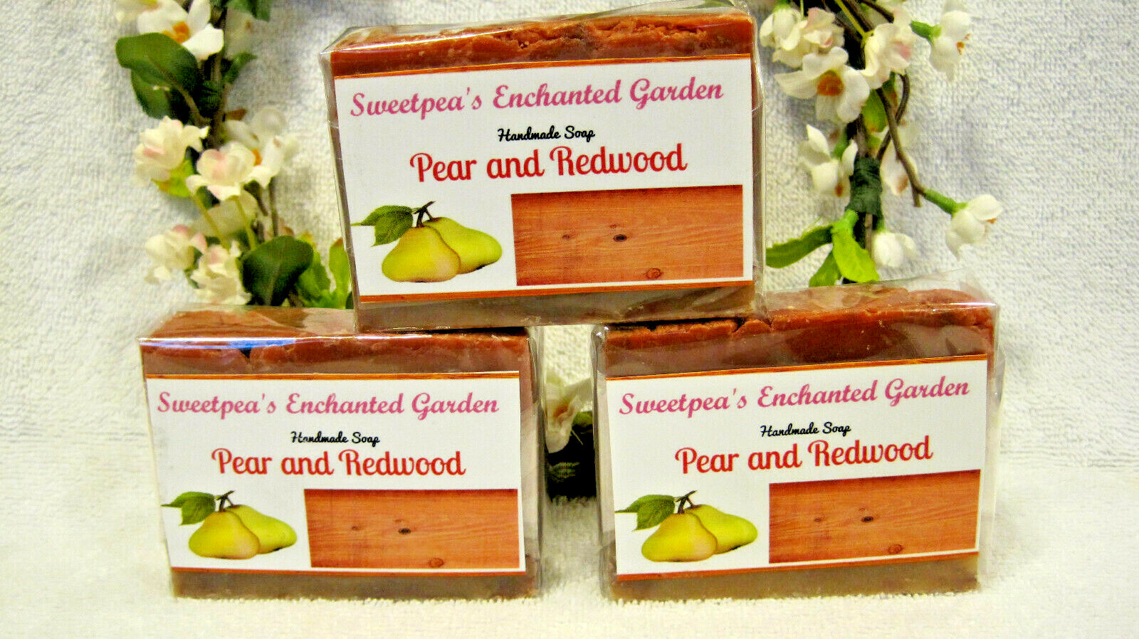 “PEAR & REDWOOD” HANDMADE NATURAL AND ORGANIC VEGAN SOAP, Travel Size Bars.