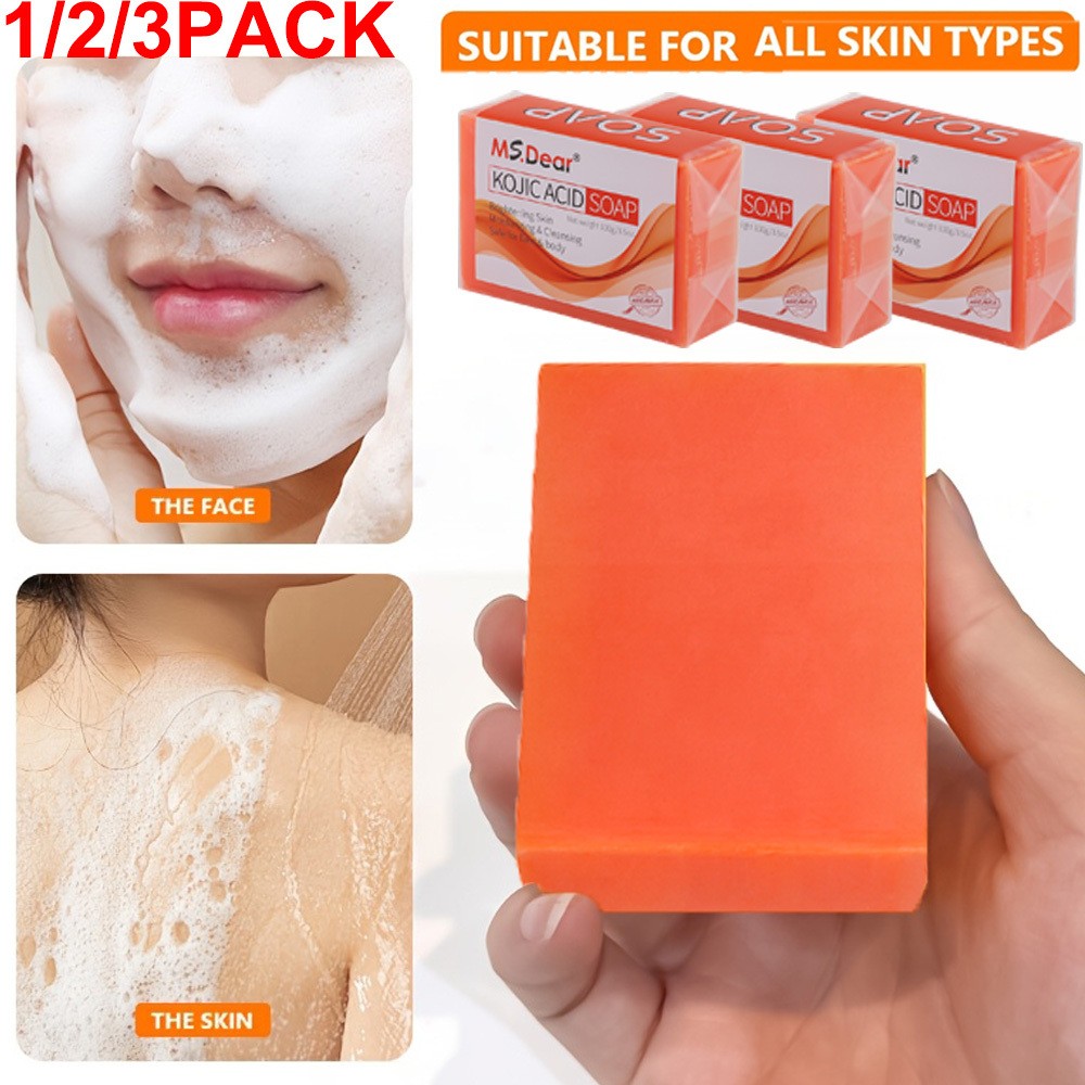 1/2/3X Dark Skin Brightening Soap Original Kojic Acid Soap for Spot Whitening