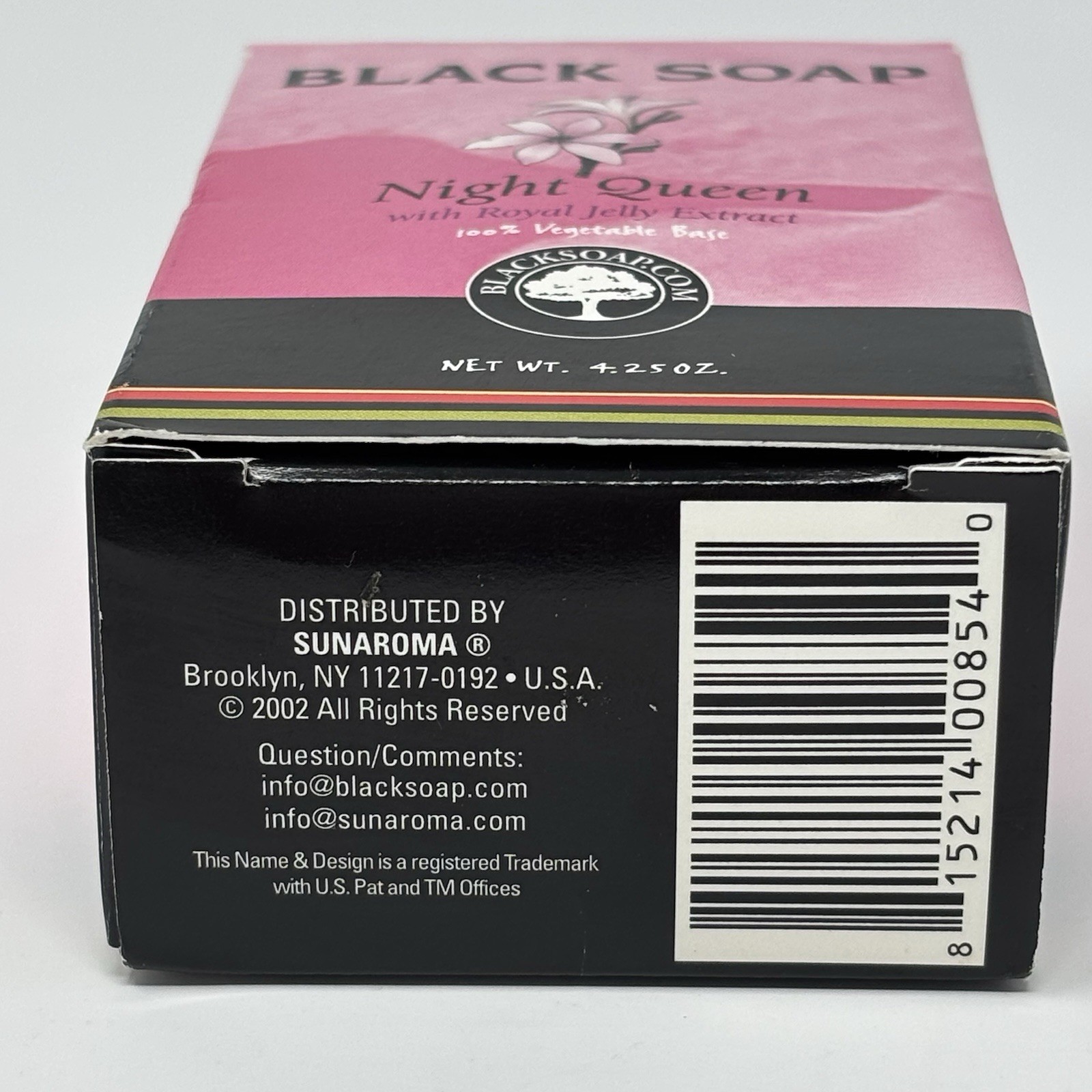 NEW ~ SUNAROMA Night Queen Royal Jelly Extract Black Soap Beauty Bar 4.25 oz