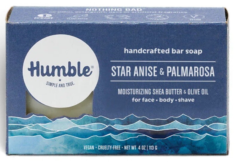 HUMBLE~STAR ANISE & PALMAROSA~MOISTURIZING SHEA BUTTER & OLIVE OIL~SOAP BAR 4OZ.
