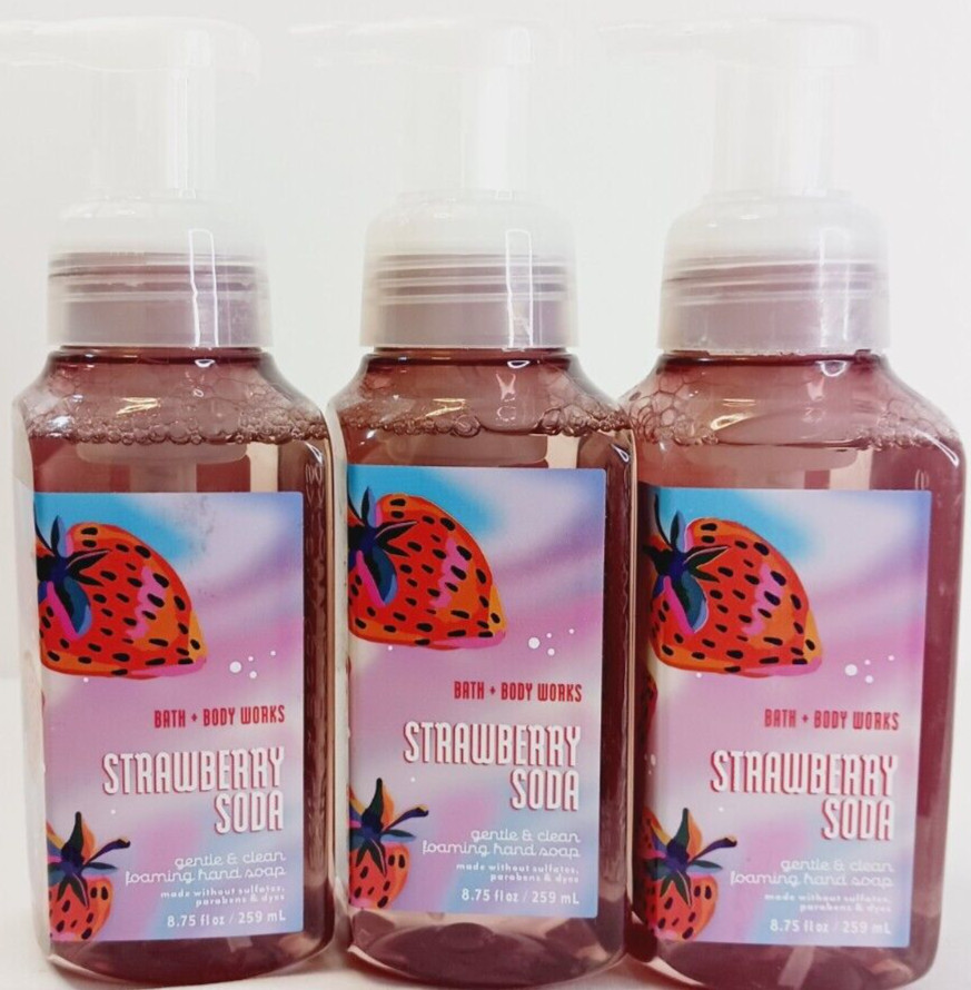 3Pcs Bath & Body Works Gentle & Clean Foaming Hand Soap STRAWBERRY SODA New