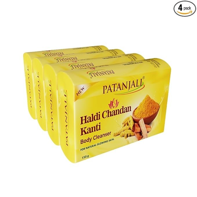 3 Pack Patanjali Haldi Chandan Kanti Body Cleanser Soap (150 Gram Each Pack)