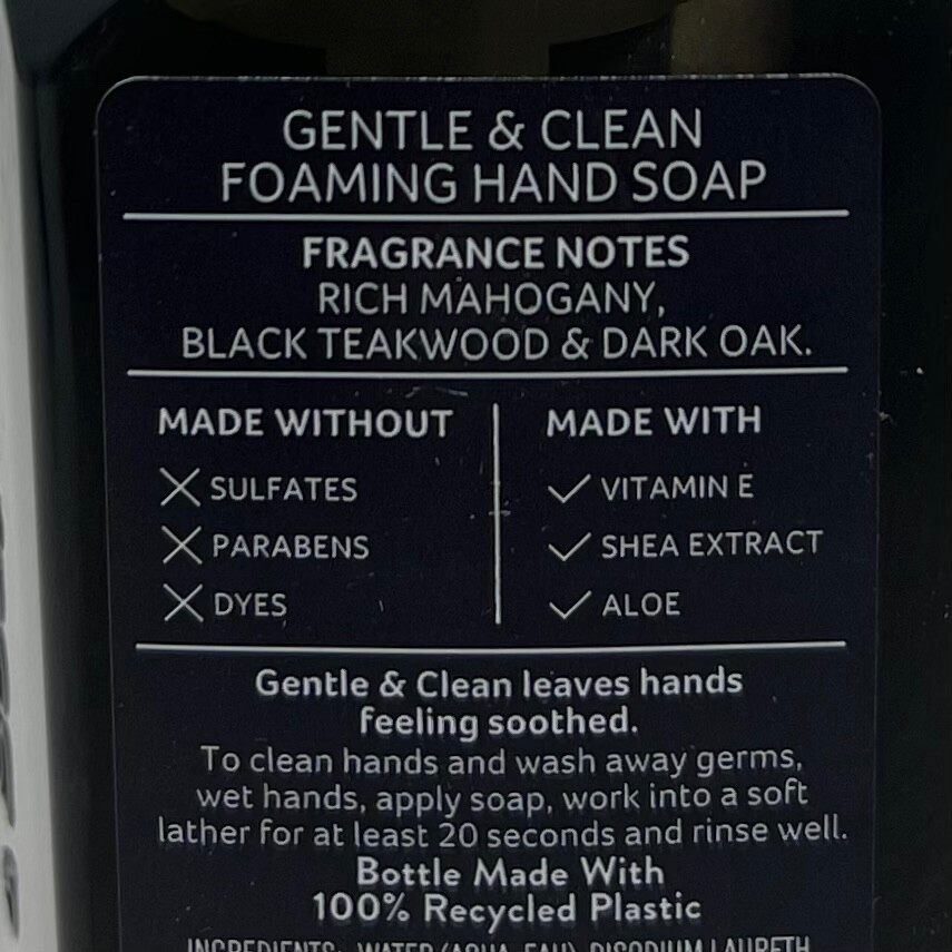1 NEW BATH & BODY WORKS MAHOGANY TEAKWOOD GENTLE CLEAN FOAMING HAND SOAP WASH