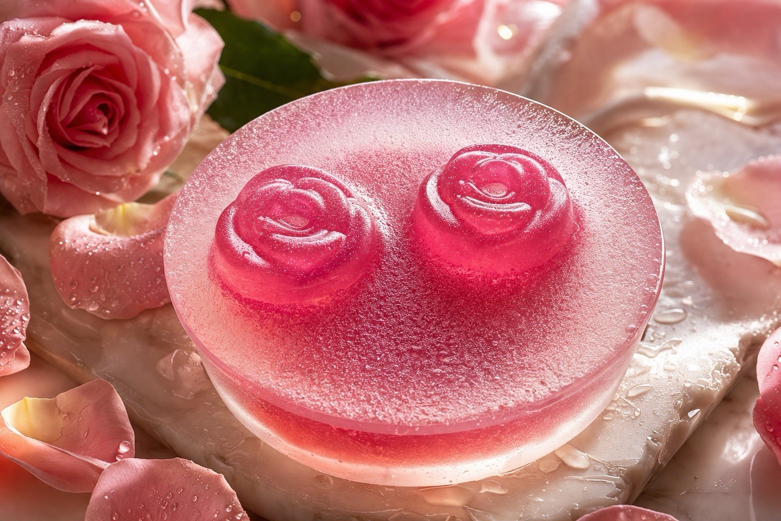 Floral Rose Scented Flower Shaped Body Bar Soap Pink White Unisex Regular Size