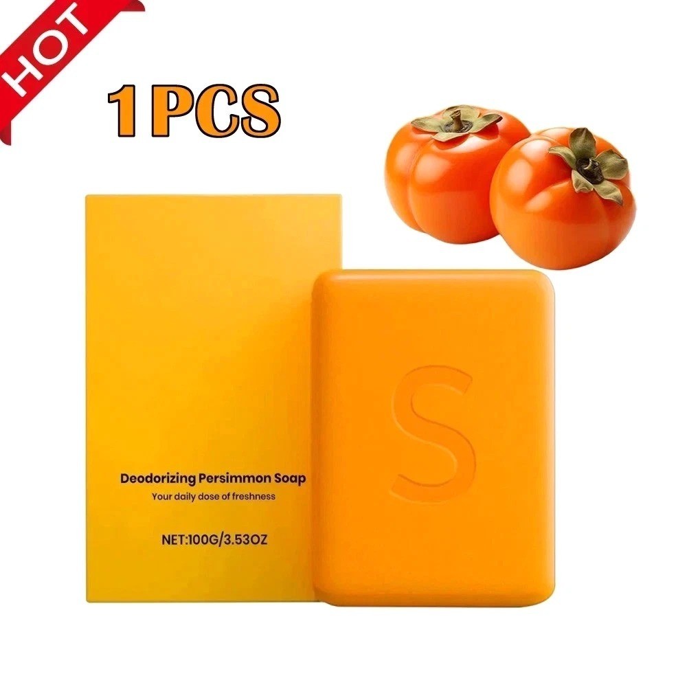 Swarva Persimmon Soap Bar Body Odor Control Deodorant Soap for Men&Women