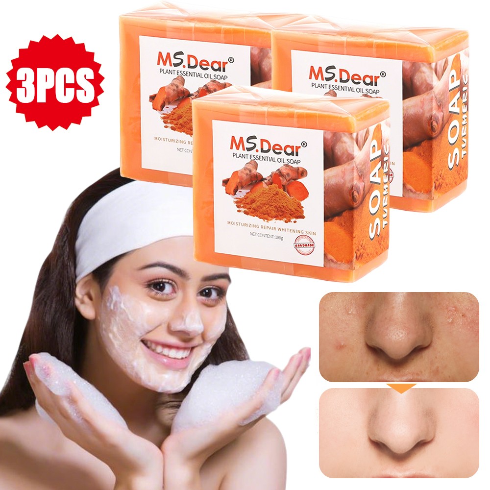 3x Tumeric Soap Turmeric Bar Whitening Ance blemish Corrector Dark Spots Brighte