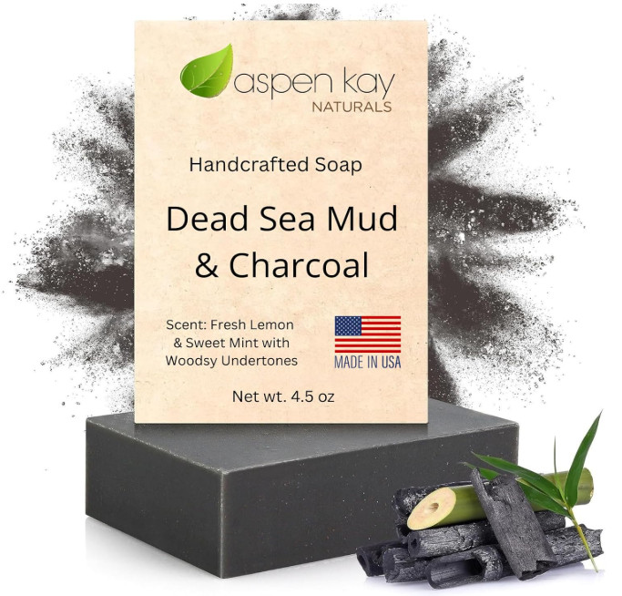 Handmade Dead Sea Mud Soap Bar, Activated Charcoal & Pure Essential Oils, 4.5 oz
