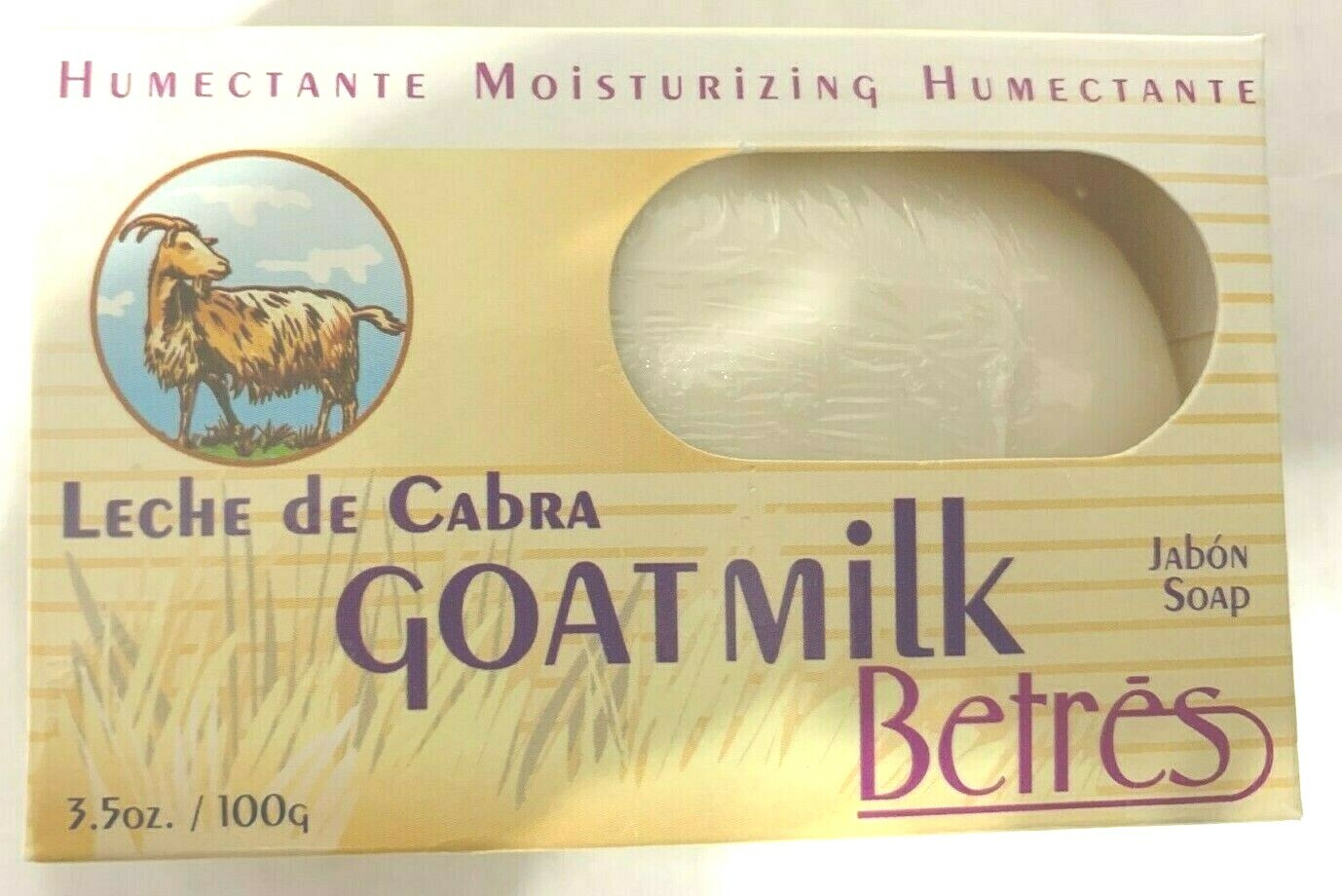 Betres Goat Milk Cleansing Bar Soap/Jabon Leche de Cabra,(3-Pack)3.5 oz.