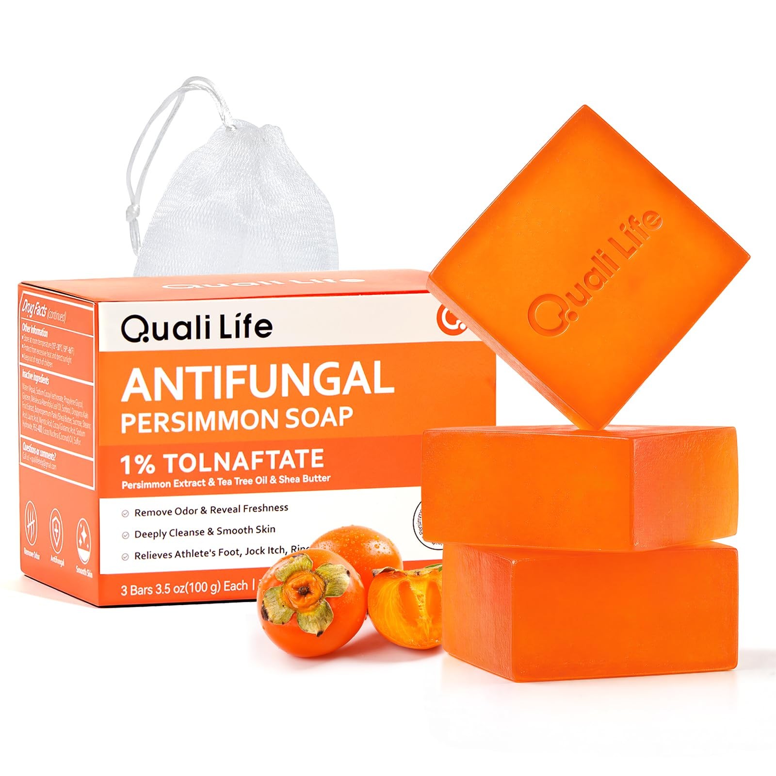 QualiLife Antifungal Soap Bar with 1% Tolnaftate – 3.88 Ounce (Pack of 3)