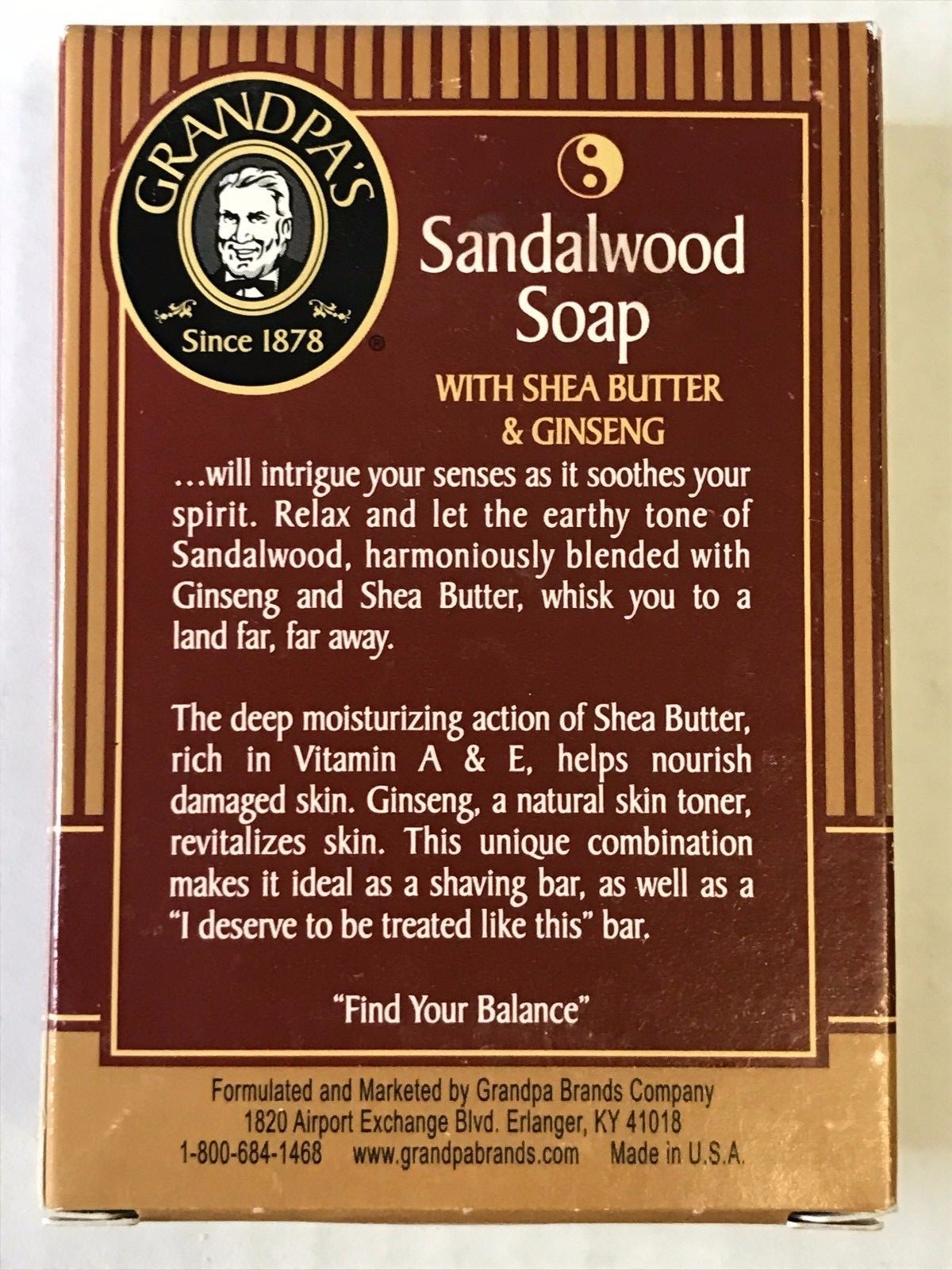Grandpa’s Since 1878 Vegetable Based Soap 3.25 oz.~ Sandalwood Soap