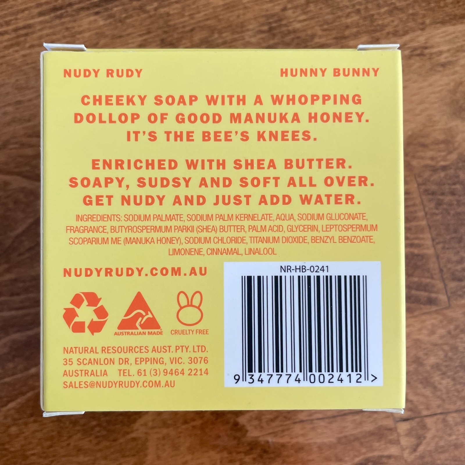 Nudy Rudy Hunny Bunny Soap w/ Manuka Honey Shea Butter Australia 4.2oz Lot of 4