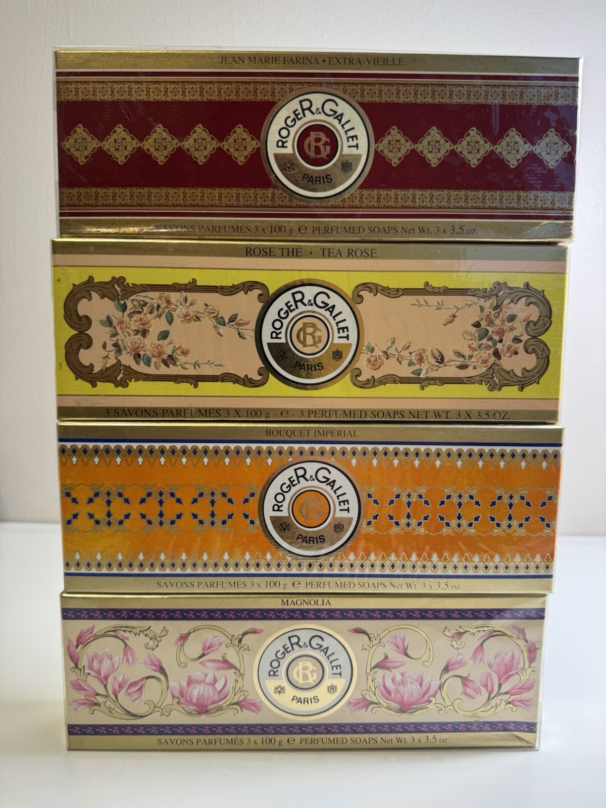 roger & gallet paris perfumed soaps 3 x 100 g/ 3.5 oz. made in france 4 x 3