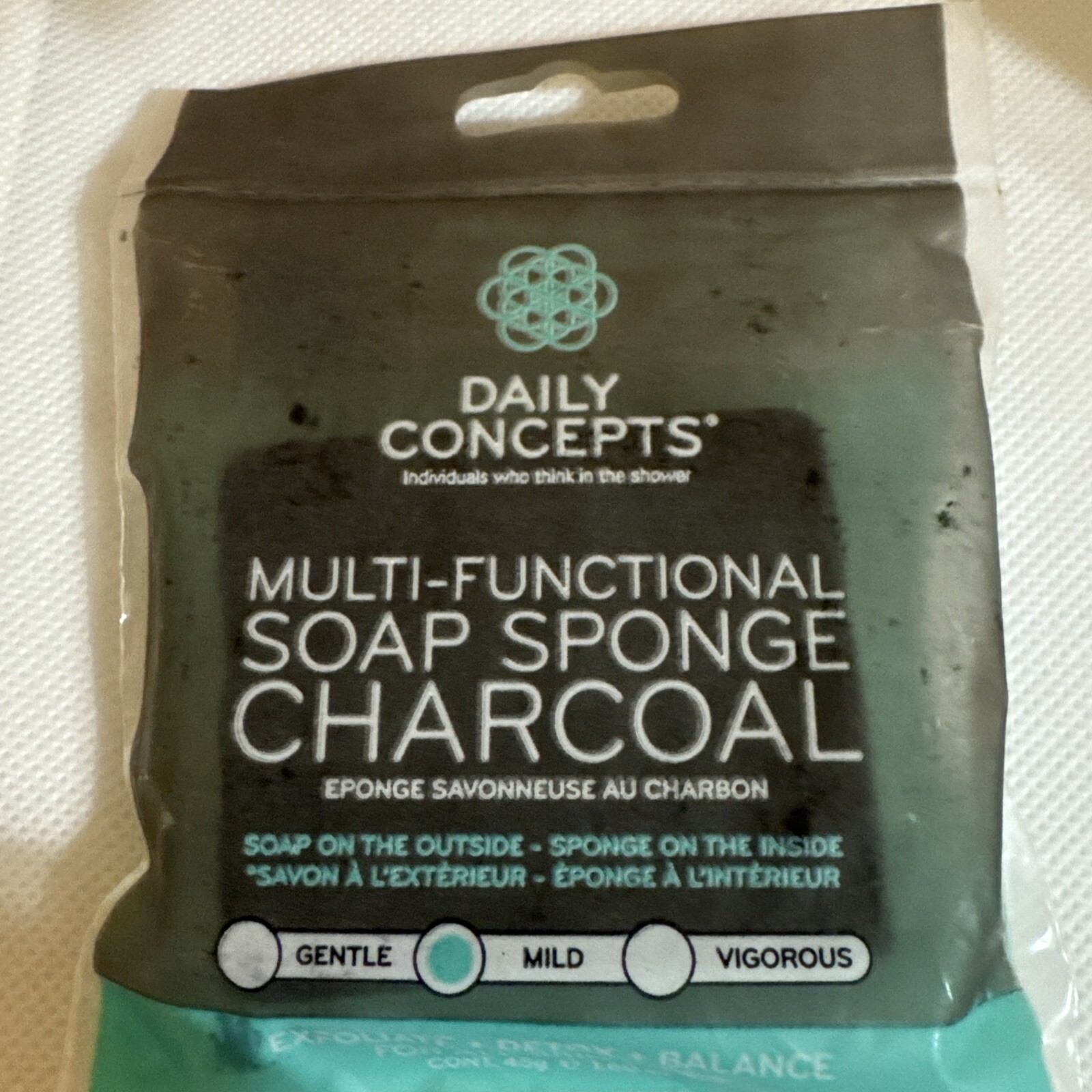 DAILY CONCEPTS Multi-functional Soap Sponge Charcoal 1.60 oz. NEW SEALED