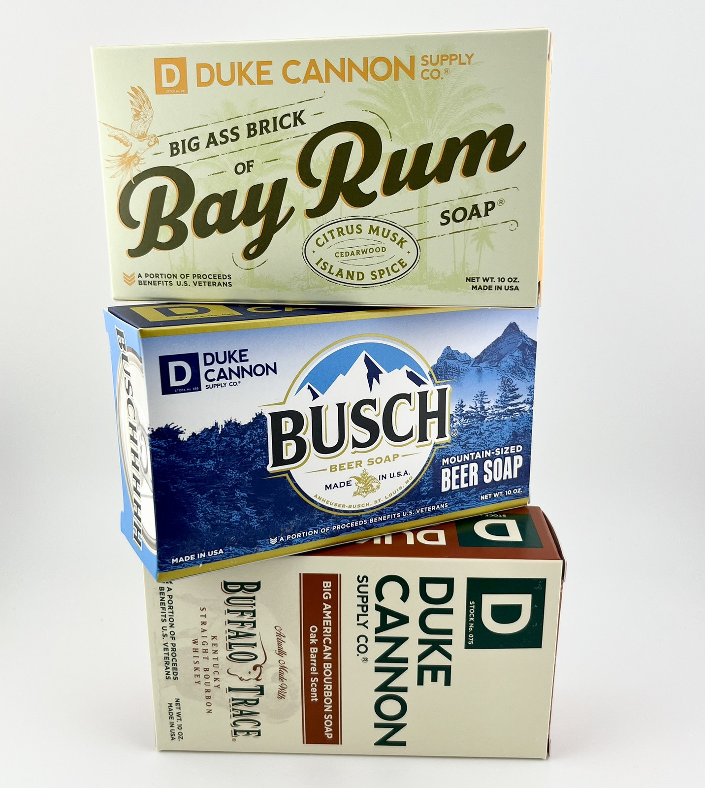 Mixed Lot of 3 DUKE CANNON Soaps – Bay Rum Busch Buffalo Trace NEW 10 Oz. Each