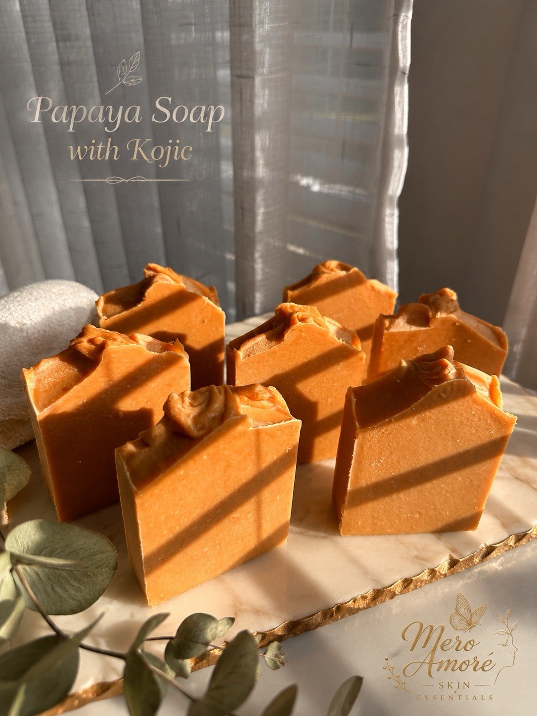 2 Pk of Papaya Enzyme w/ Kojic, Natural Brightening | Anti-aging Face & Body Bar
