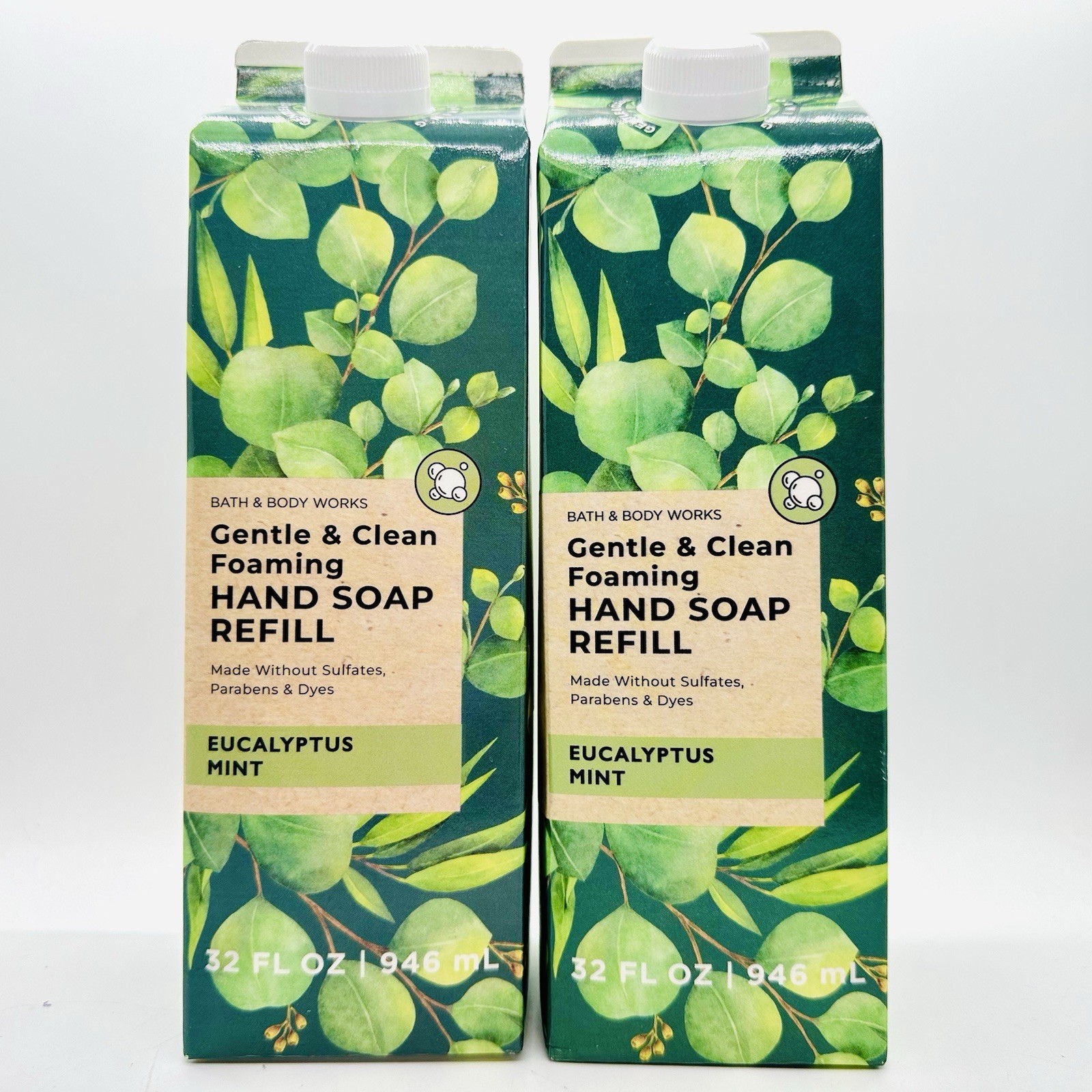 2/PACK BATH & BODY WORKS EUCALYPTUS MINT FOAMING HAND SOAP REFILL 32oz