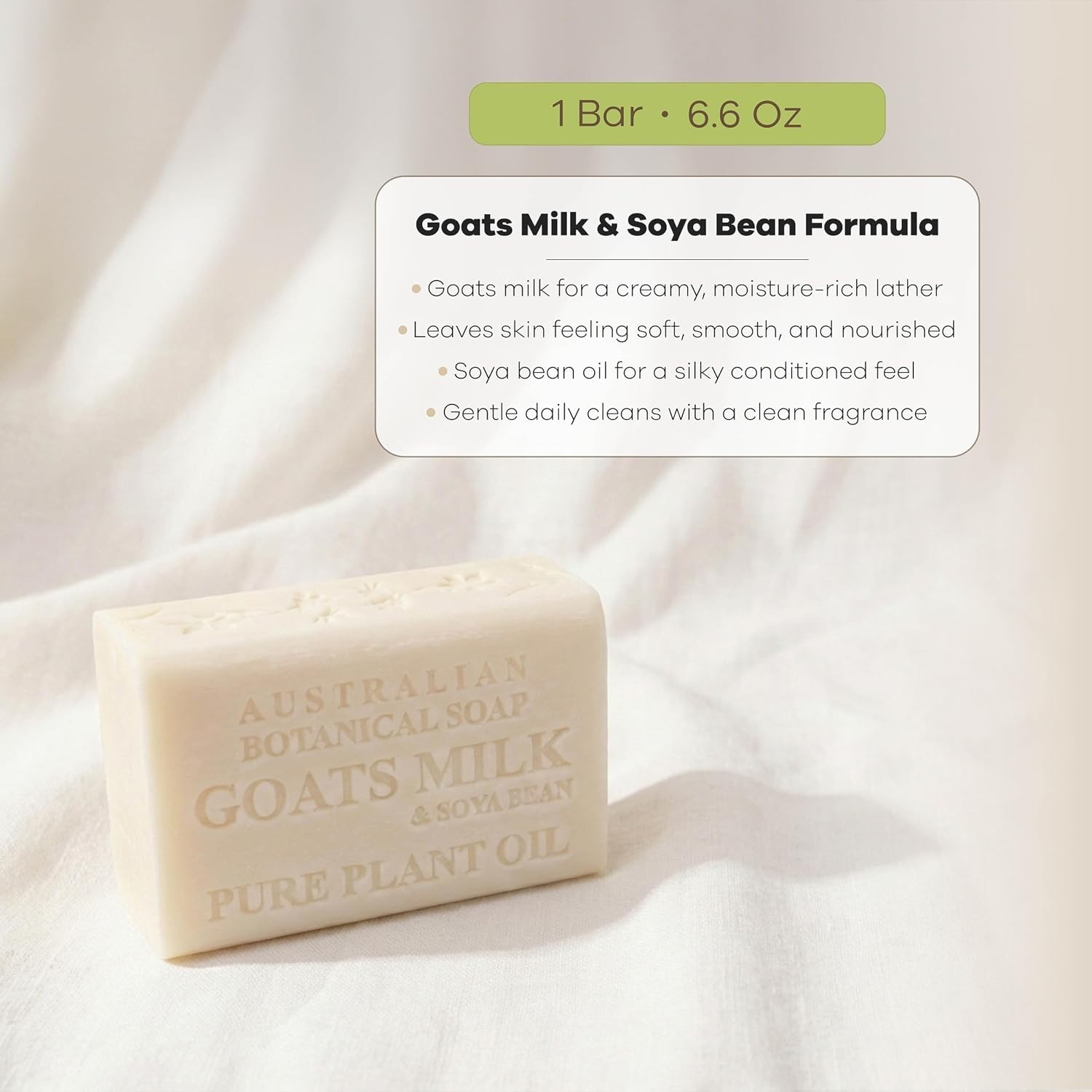 Goat Milk Soap Bar – Triple-Milled Body Cleanser with Shea Butter & Soya Bean…