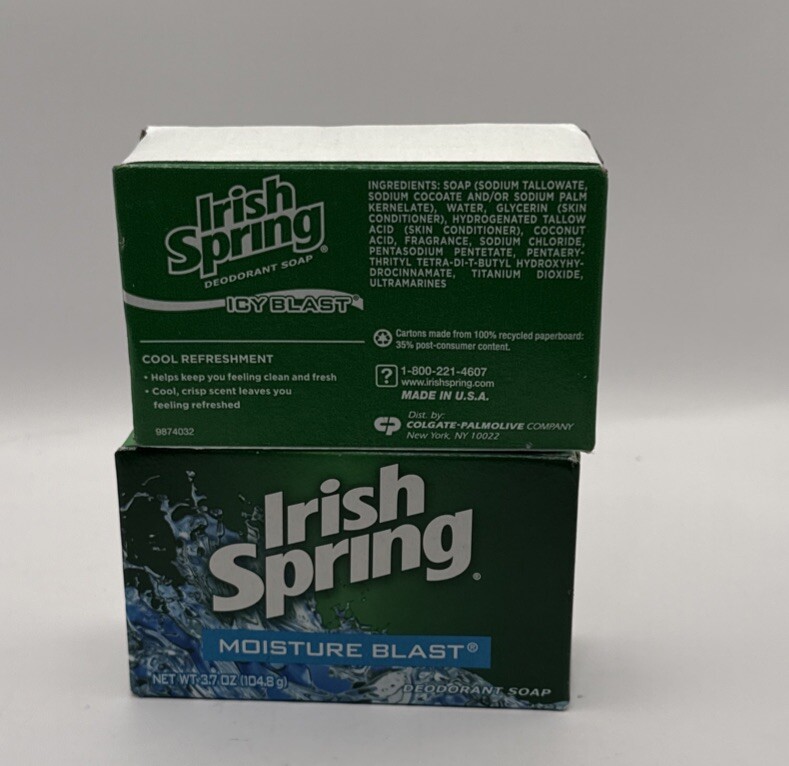 Irish Spring Moisture Blast And Icy Blast Bars 3.70 And 3.75 Oz NIB