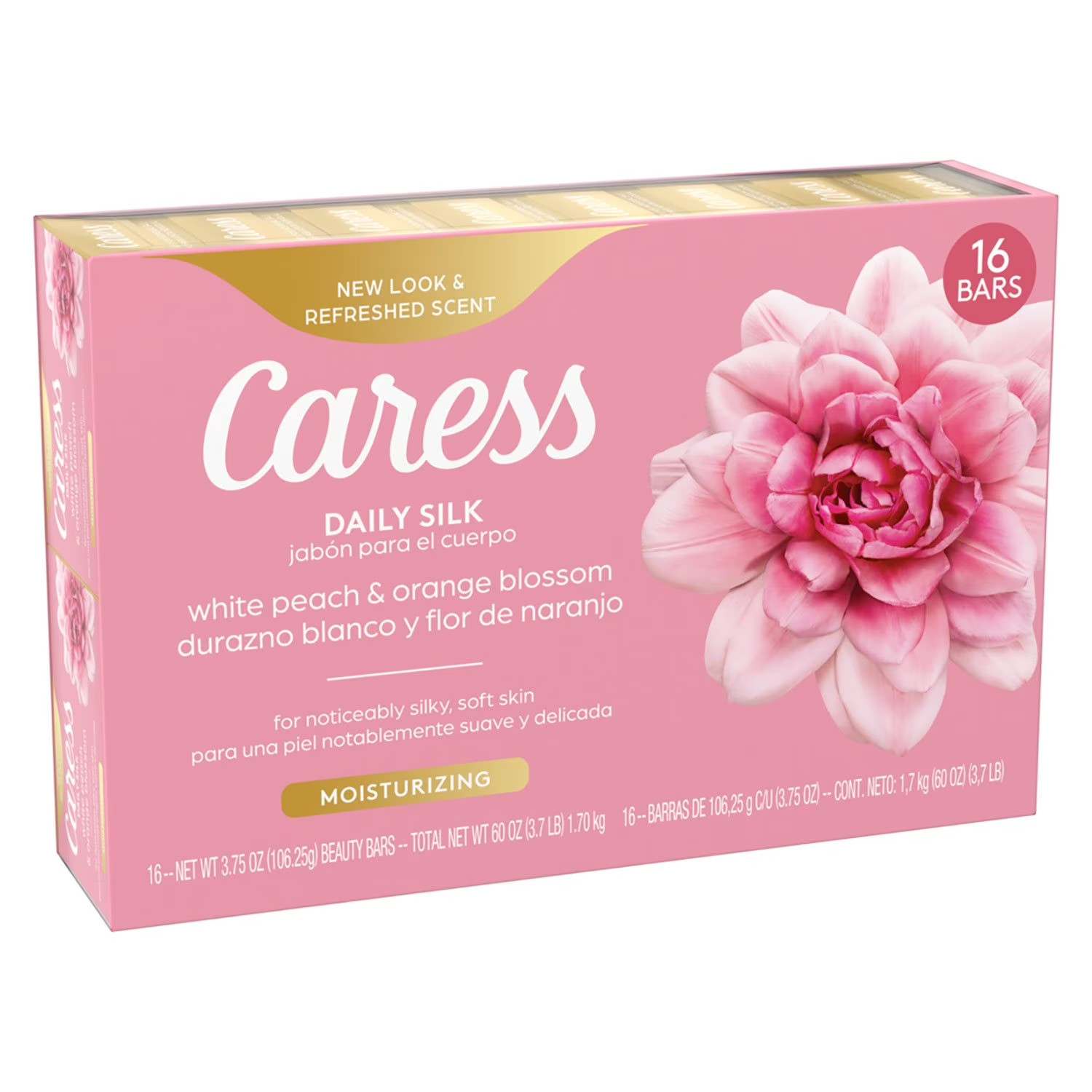 Caress Silkening Daily Silk Beauty Bar, White Peach & Orange Blossom, 3.75 oz.