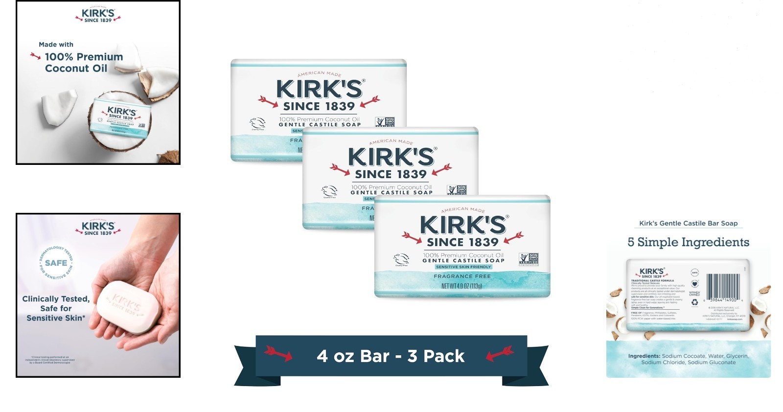 Fragrance-Free Castile Soap Bars – Gentle Care Pack of 3 for Sensitive Skin