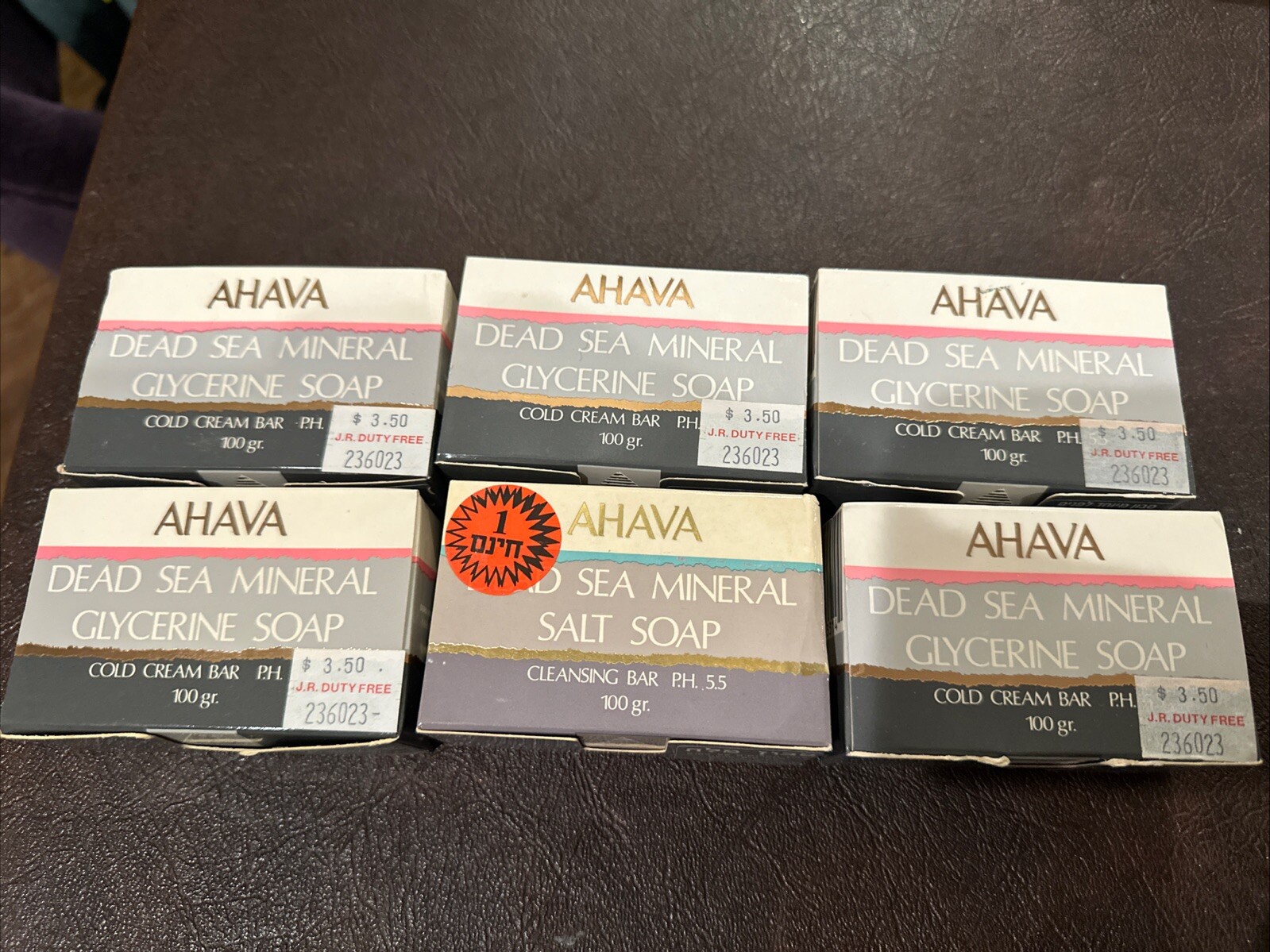 AHAVA lot of 6 Dead Sea Mineral (5) Glycerine soap 100g. each Israel 1 Salt Soap