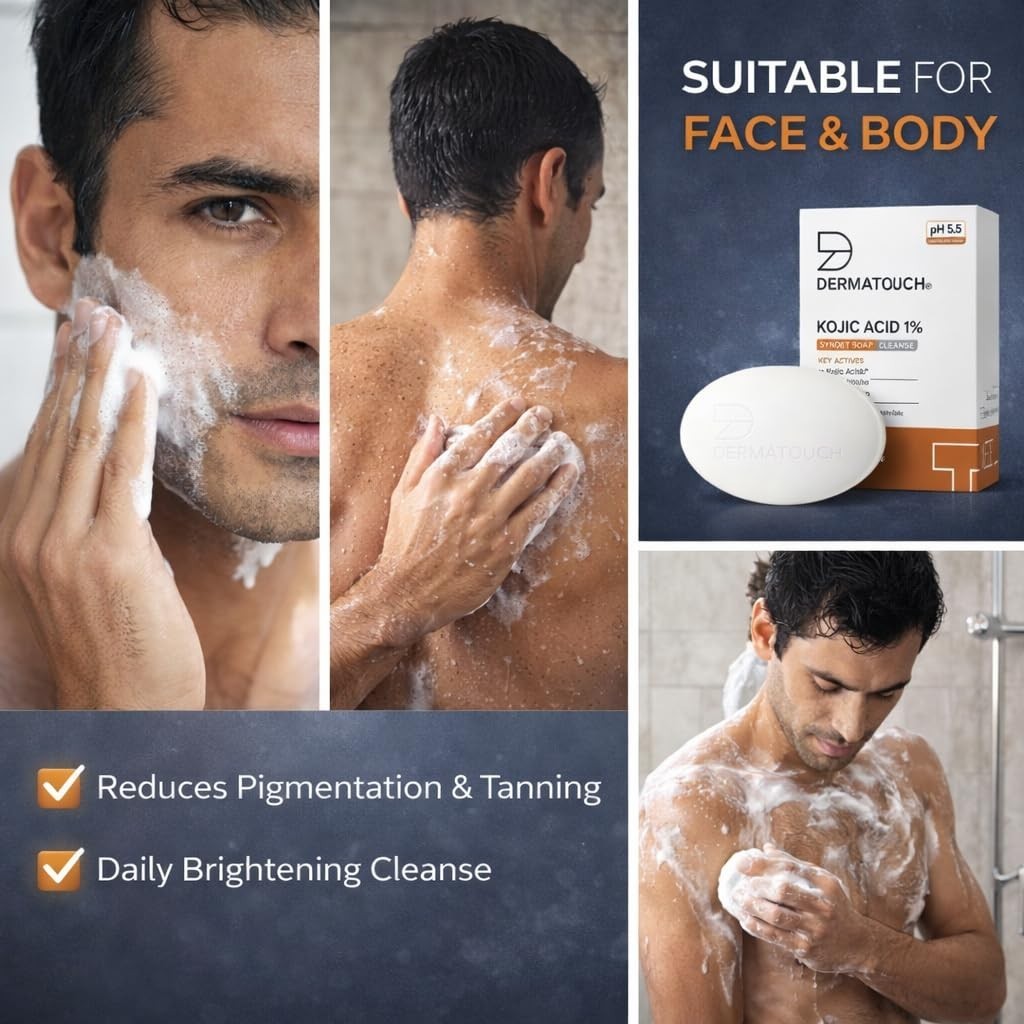 DERMATOUCH Kojic Acid 1% Soap with Glutathione & Alpha Arbutin|75gm (pack of 3)