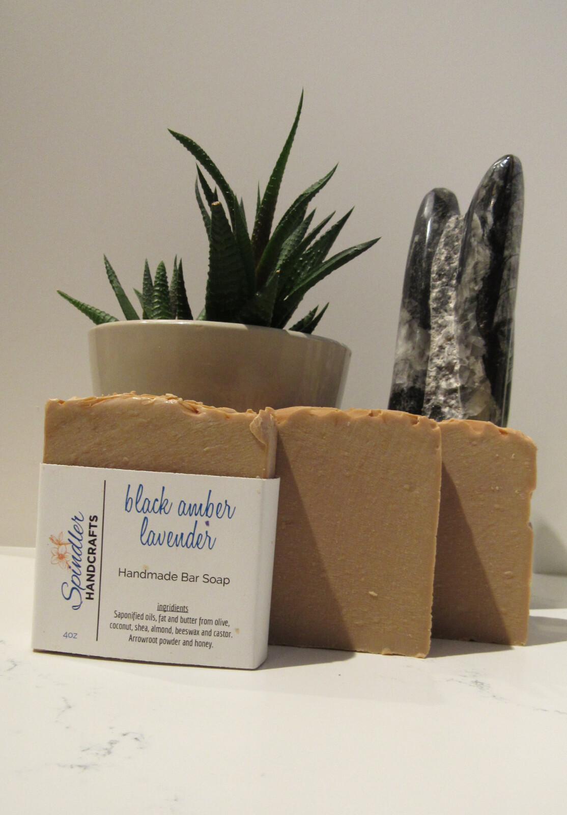 BLACK AMBER LAVENDER – Moisturizing Handmade – Homemade Clay Bar Soap, wt. 4oz