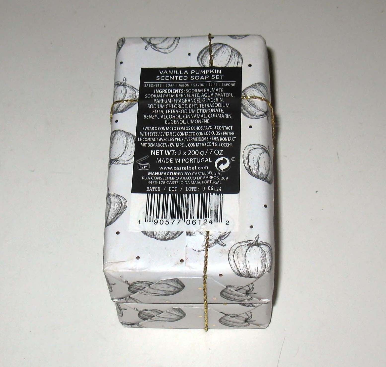 NEW 2 Pack Castelbel VANILLA PUMPKIN Scented Bar Soap 7 oz Autumn Holiday Fall