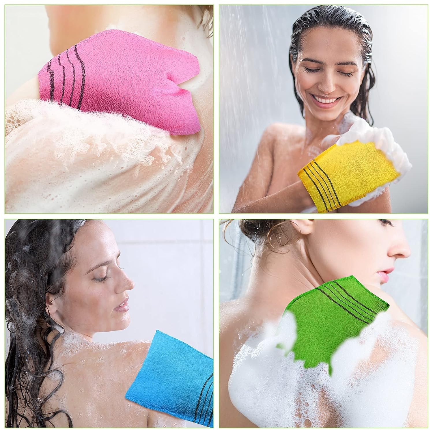 Korean Exfoliating Mitts 12 Small (Green, Yellow, Sky Blue, Pink)
