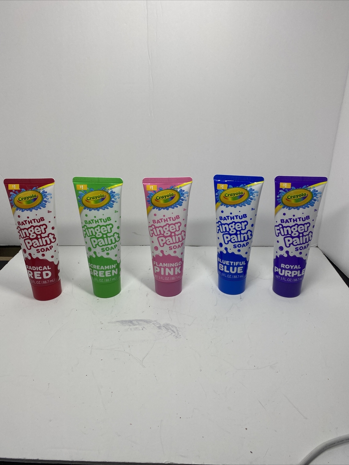 5PC SET: Crayola Bathtub Finger Paint Soap Kids 3oz: Blue Red Green Pink Purple