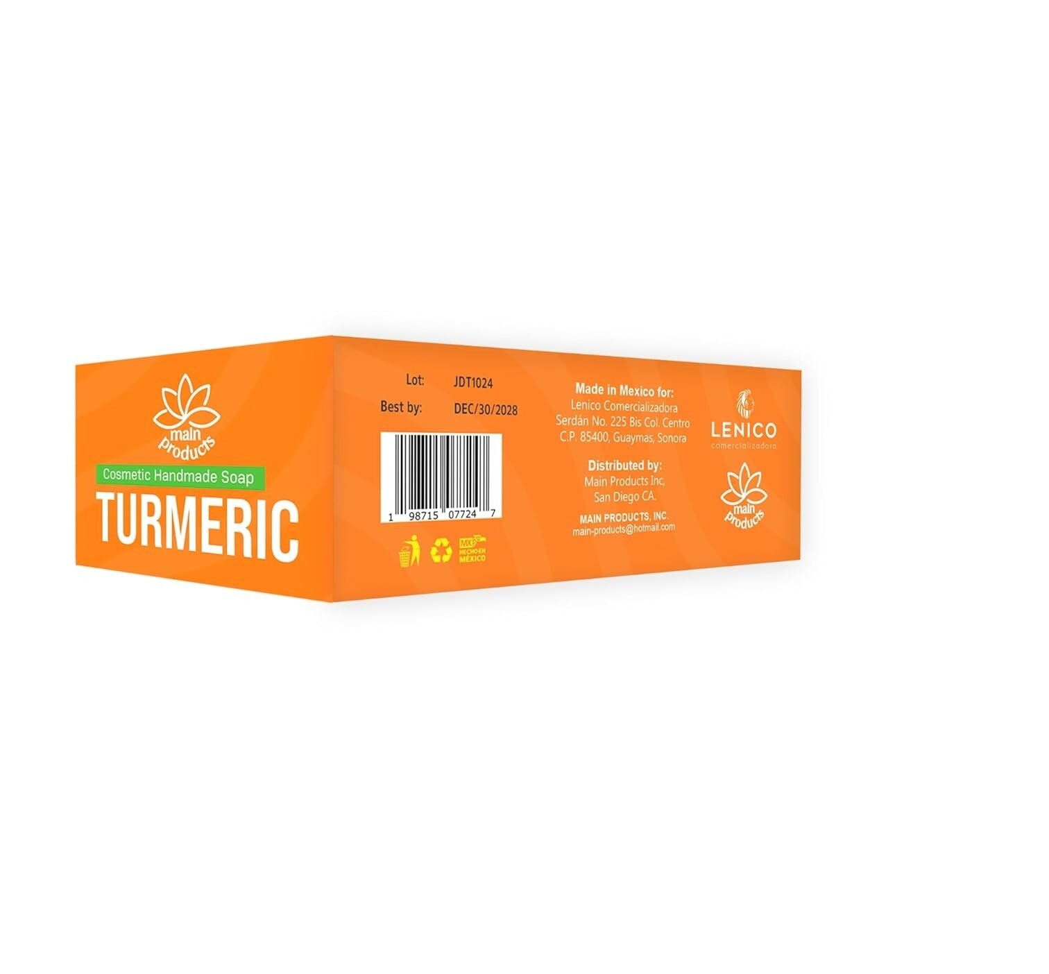 Turmeric Soap Bar for Face and Body 5.29oz, Handmade Cosmetic Soap Jabon Curcuma