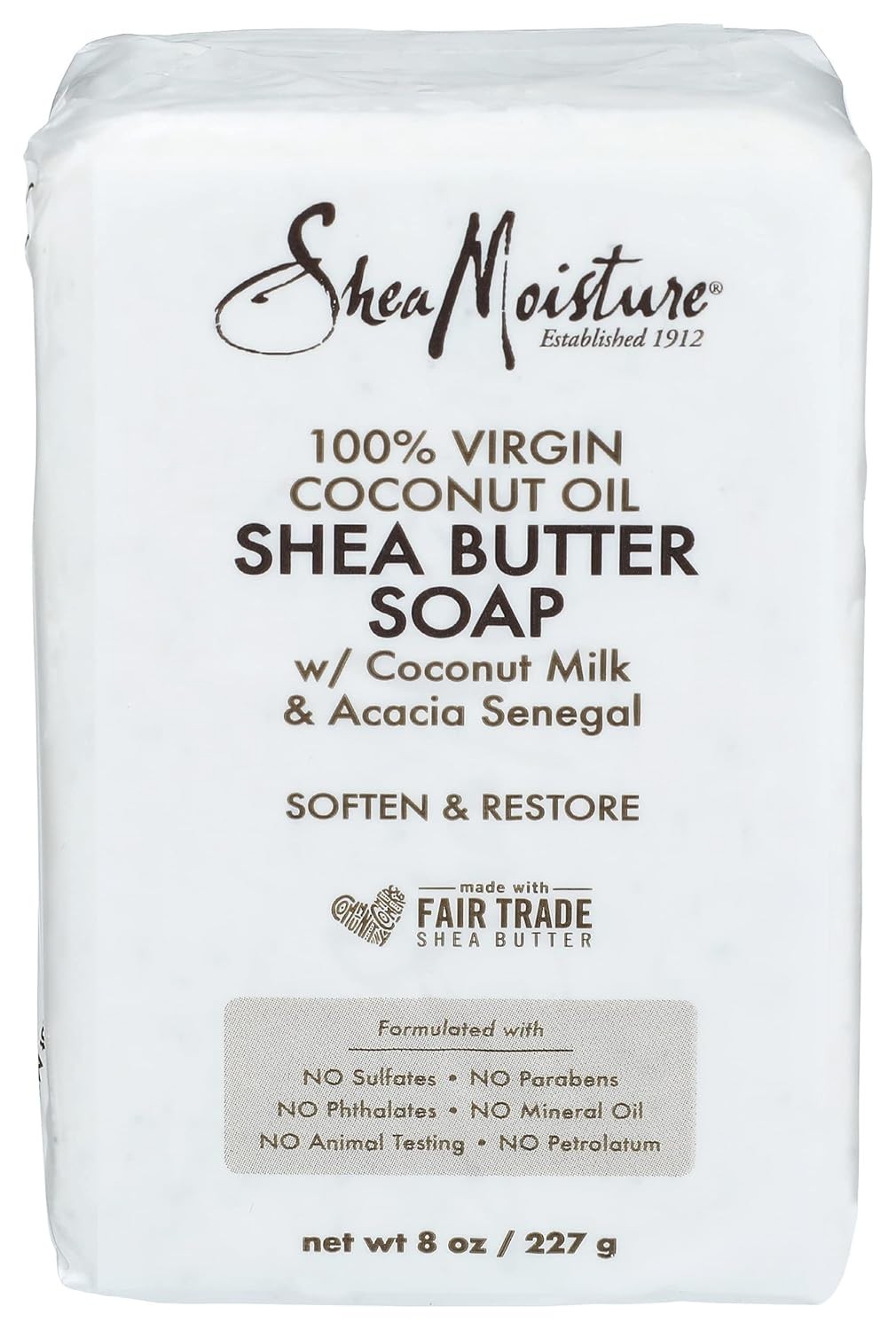Shea Butter Soap Bar With Coconut Milk & Acacia Senegal By Shea Moisture 8oz NEW
