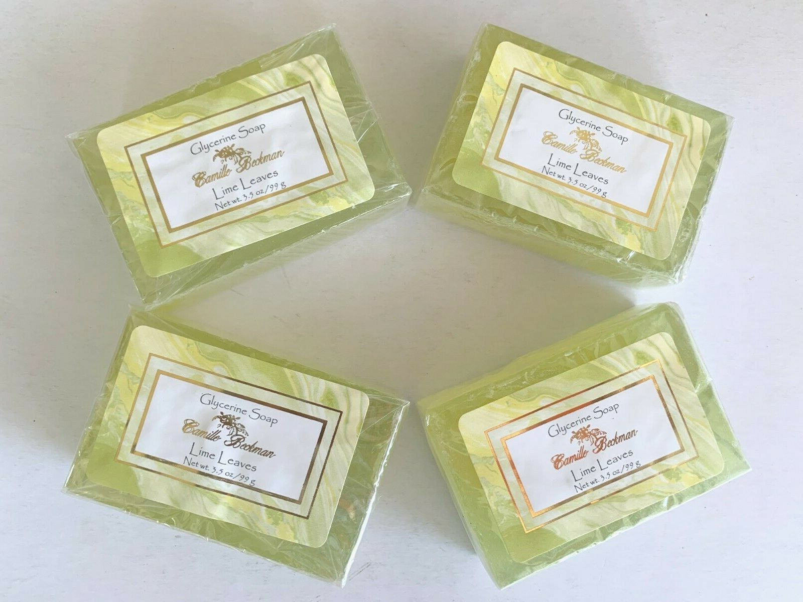 NEW CAMILLE BECKMAN 4 PCS “LIME LEAVES” GLYCERINE SOAPS