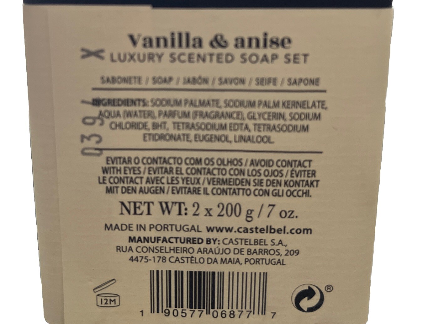 Castelbel No 16 Vanilla & Anise 2 Pack Luxury Bar Soap