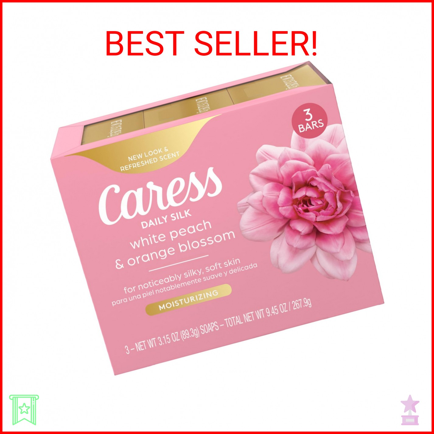 Caress Beauty Bar Soap For Noticeably Silky Soft Skin Daily Silk Extract and Flo